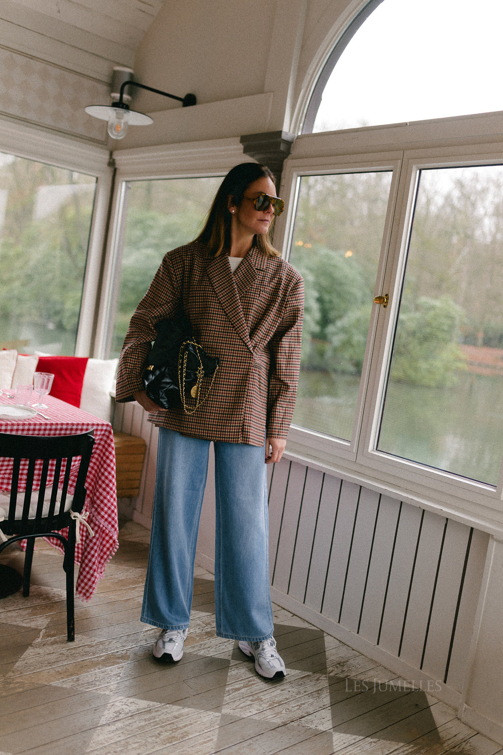 Chloe oversized blazer plaid burgundy