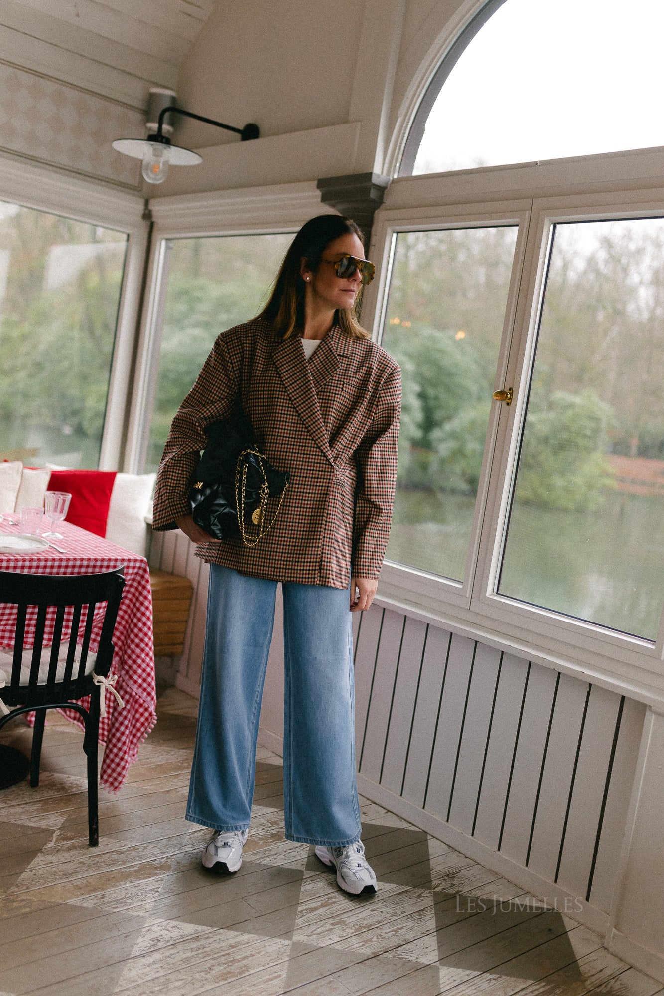 Blazer oversize Chloé à carreaux bordeaux