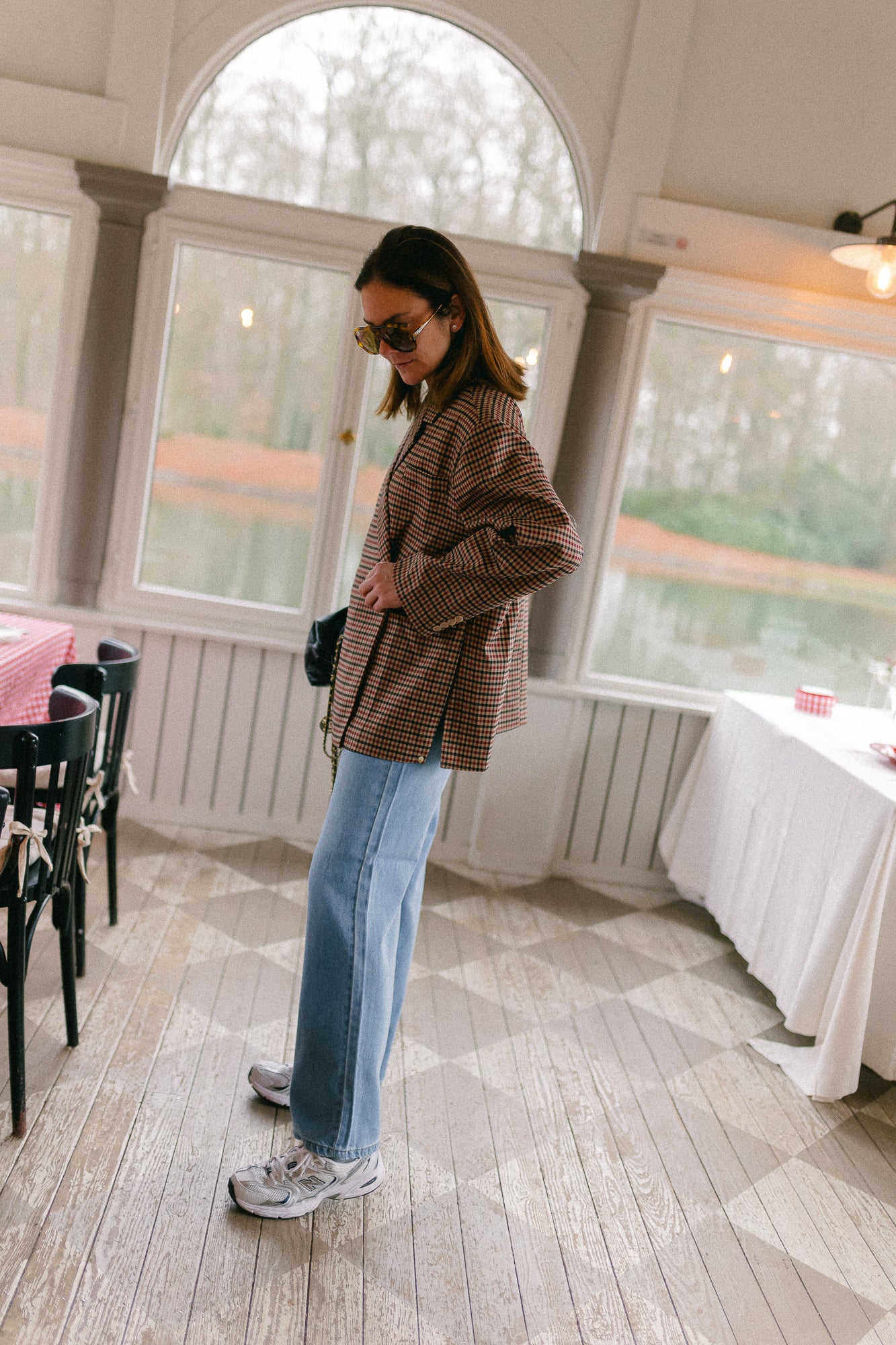 Blazer oversize Chloé à carreaux bordeaux