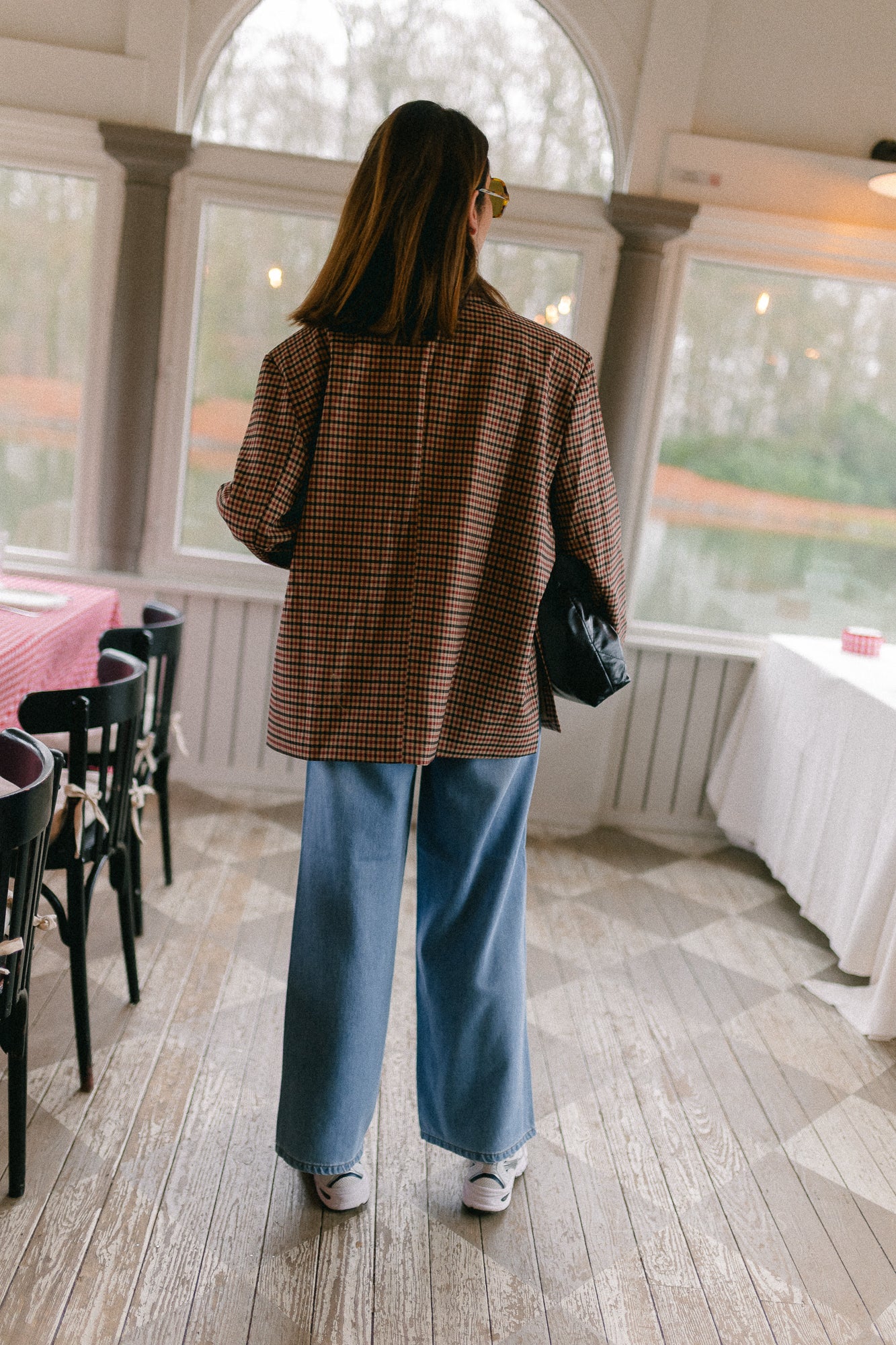 Blazer oversize Chloé à carreaux bordeaux