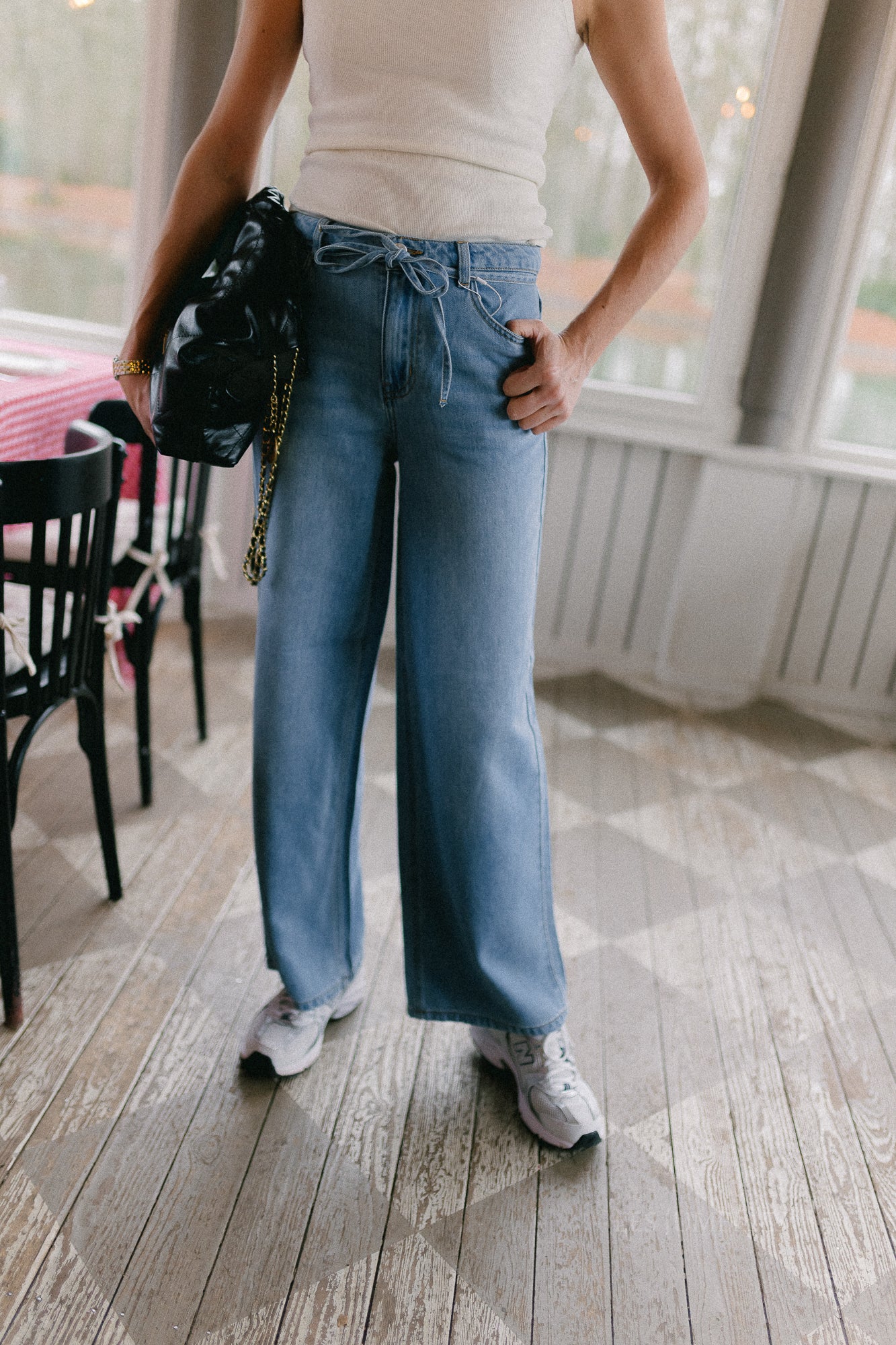 OBJRosie MW wide jeans light blue denim