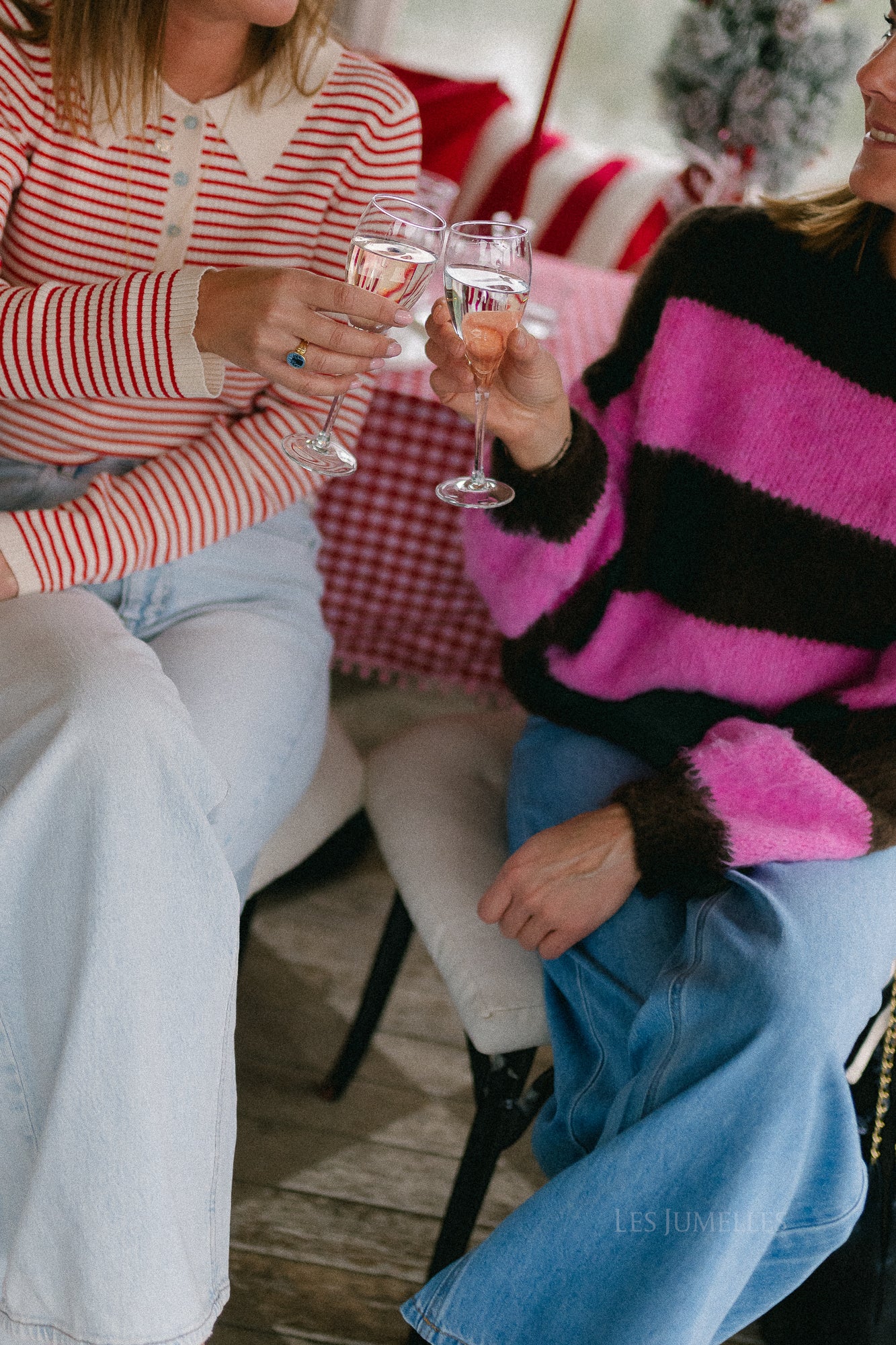 Ruby striped jumper hot chocolate/candy pink