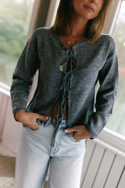 Rani strikvest donkergrijs gemêleerd