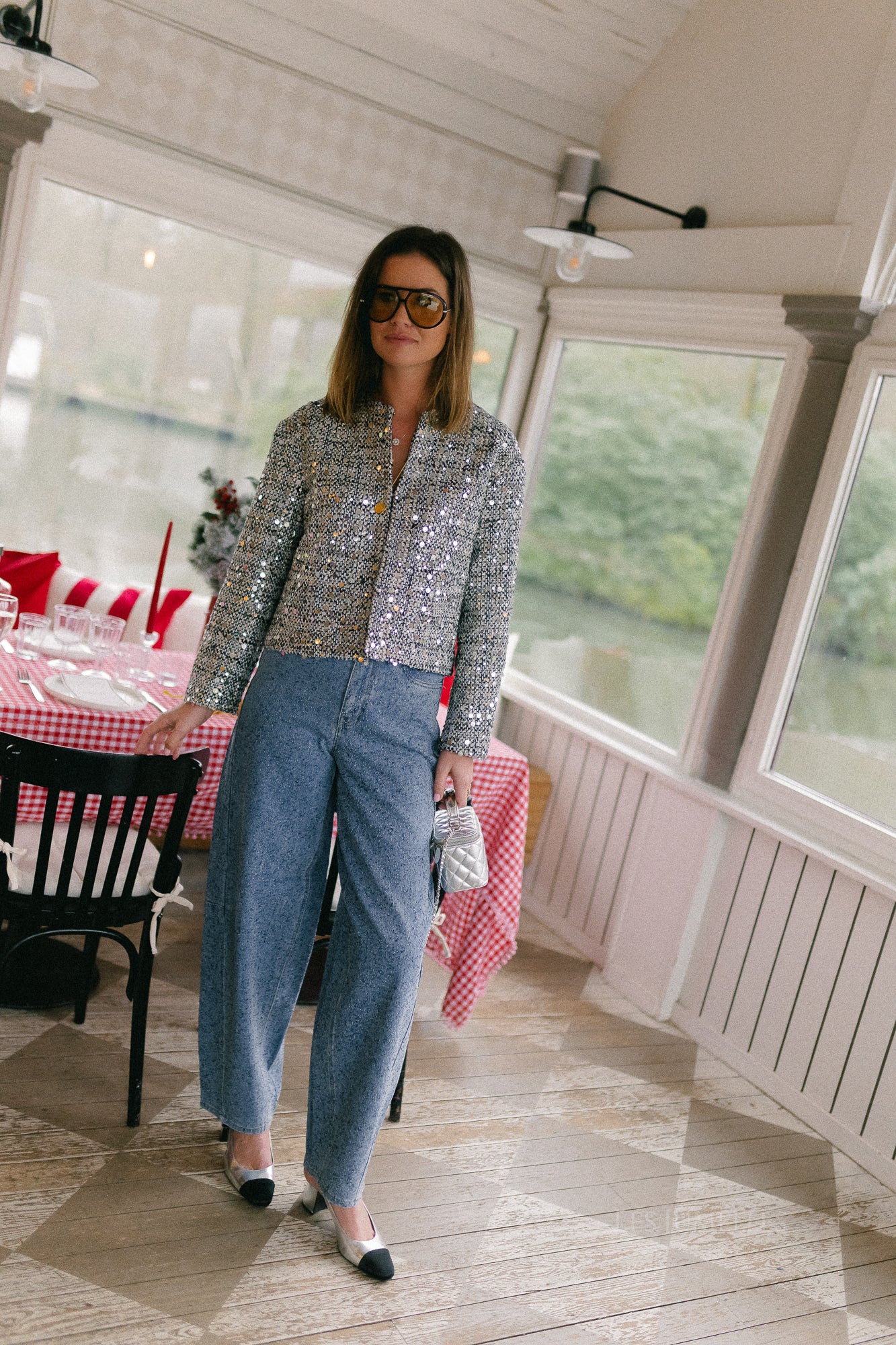 Vivian sequin jacket black/white