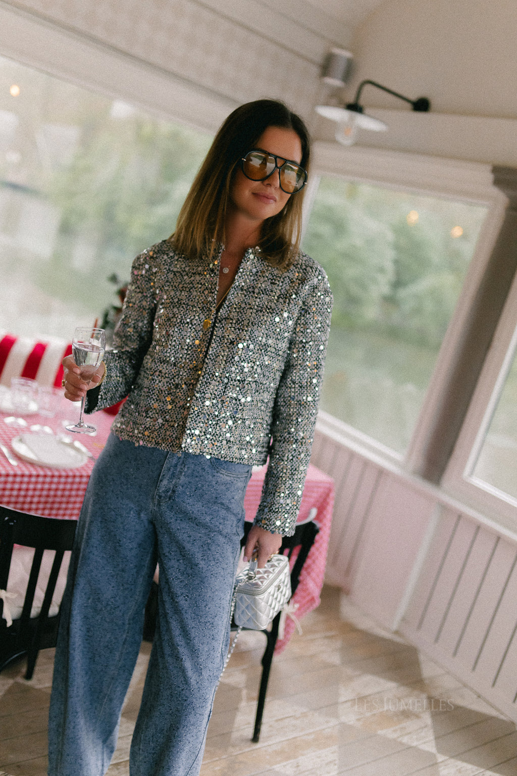 Vivian sequin jacket black/white