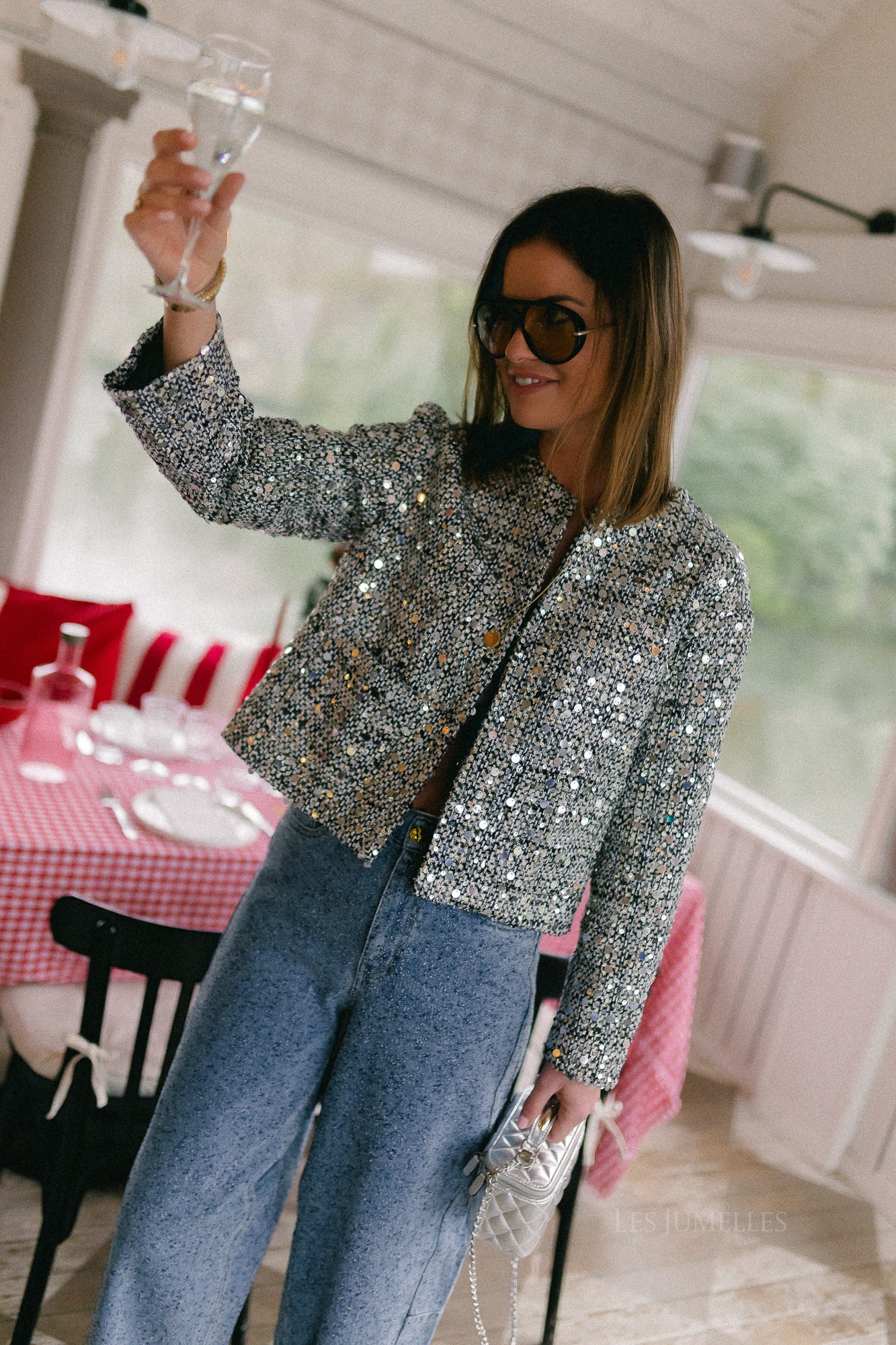 Vivian sequin jacket black/white
