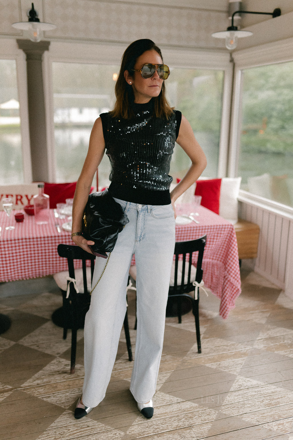 Morgane sequin top black