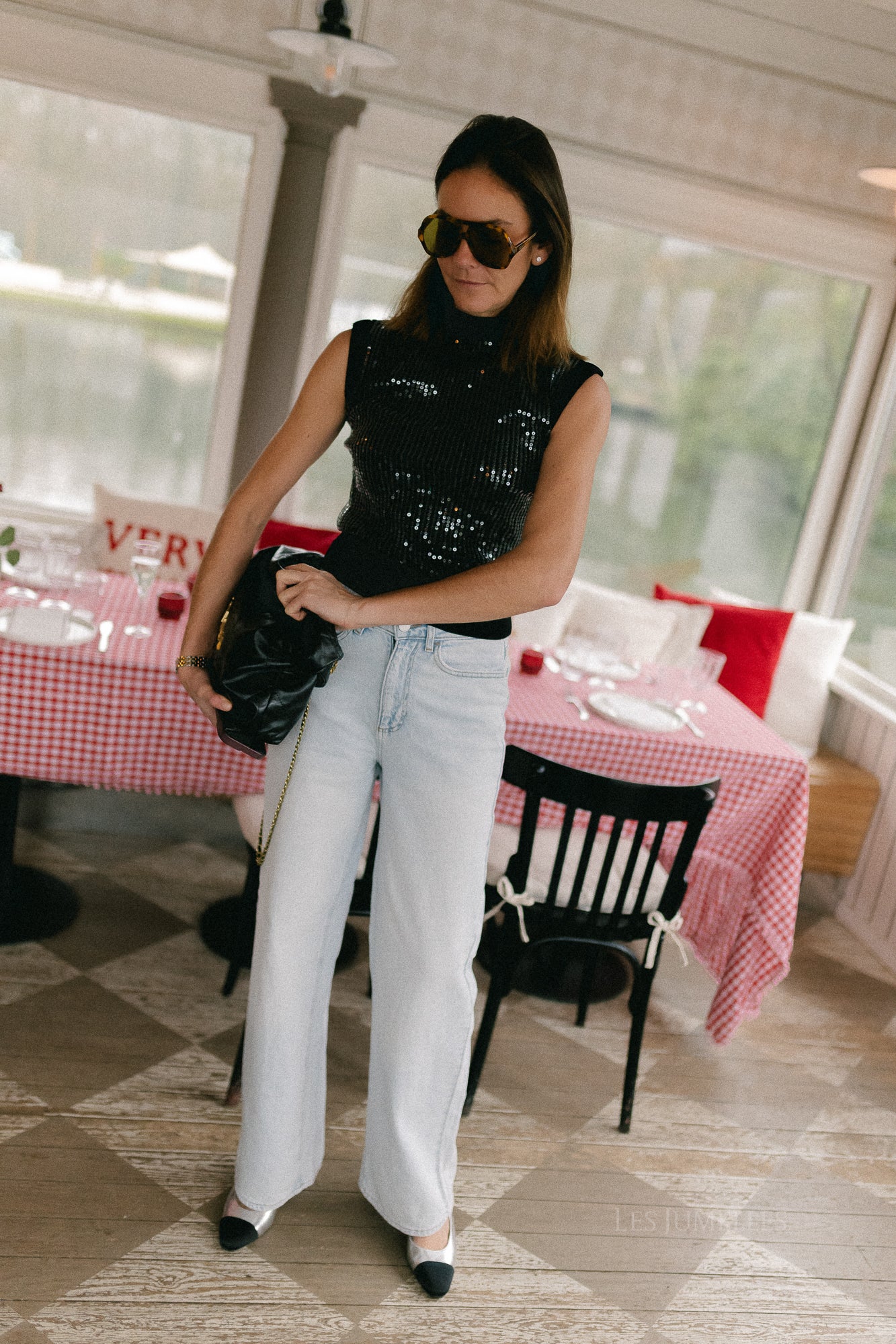 Morgane sequin top black