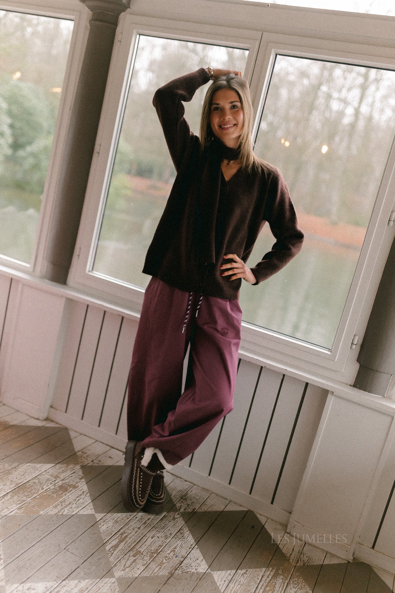 OBJNatalie MW pantalon ample rose marron