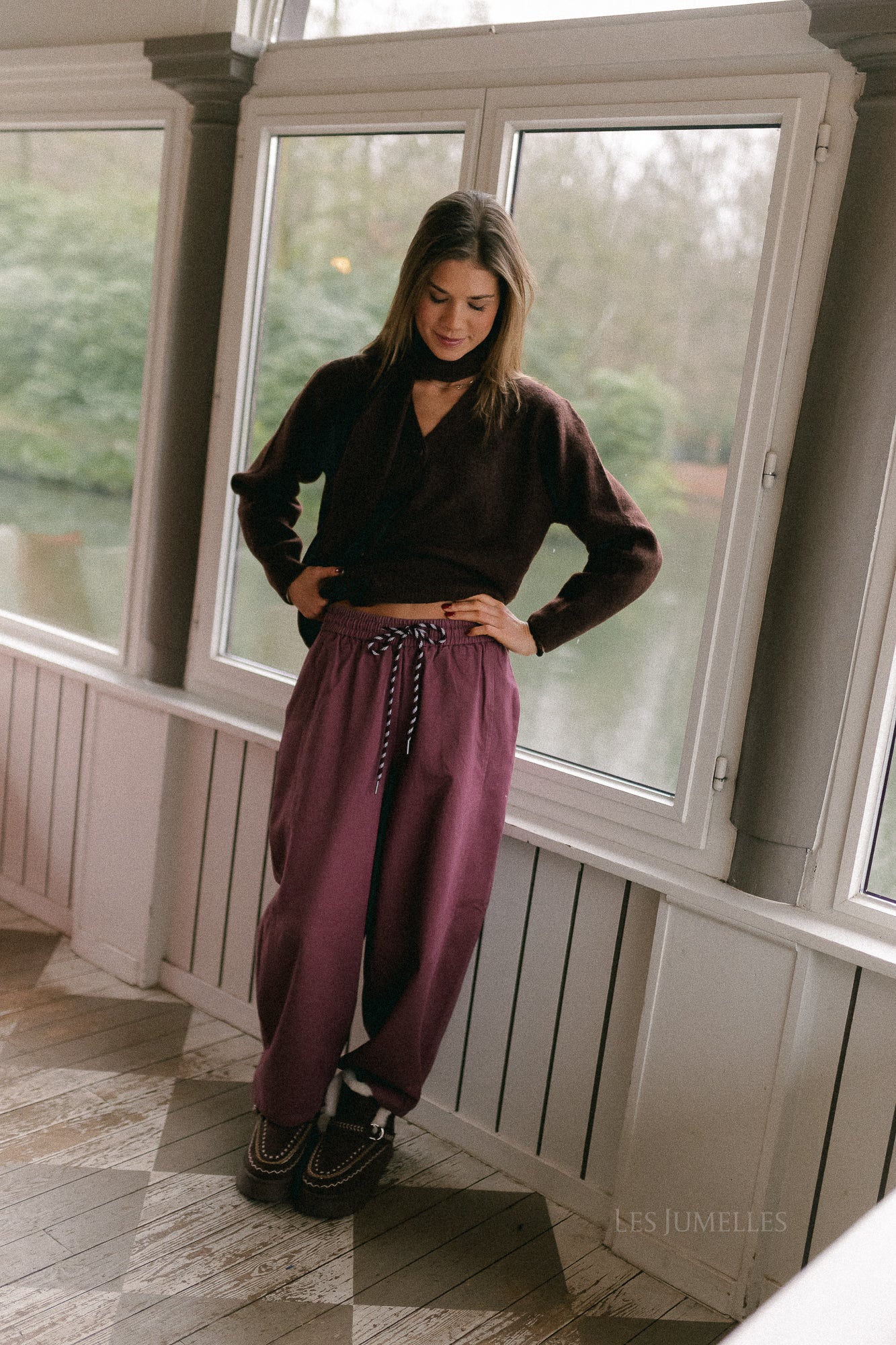 OBJNatalie MW pantalon ample rose marron