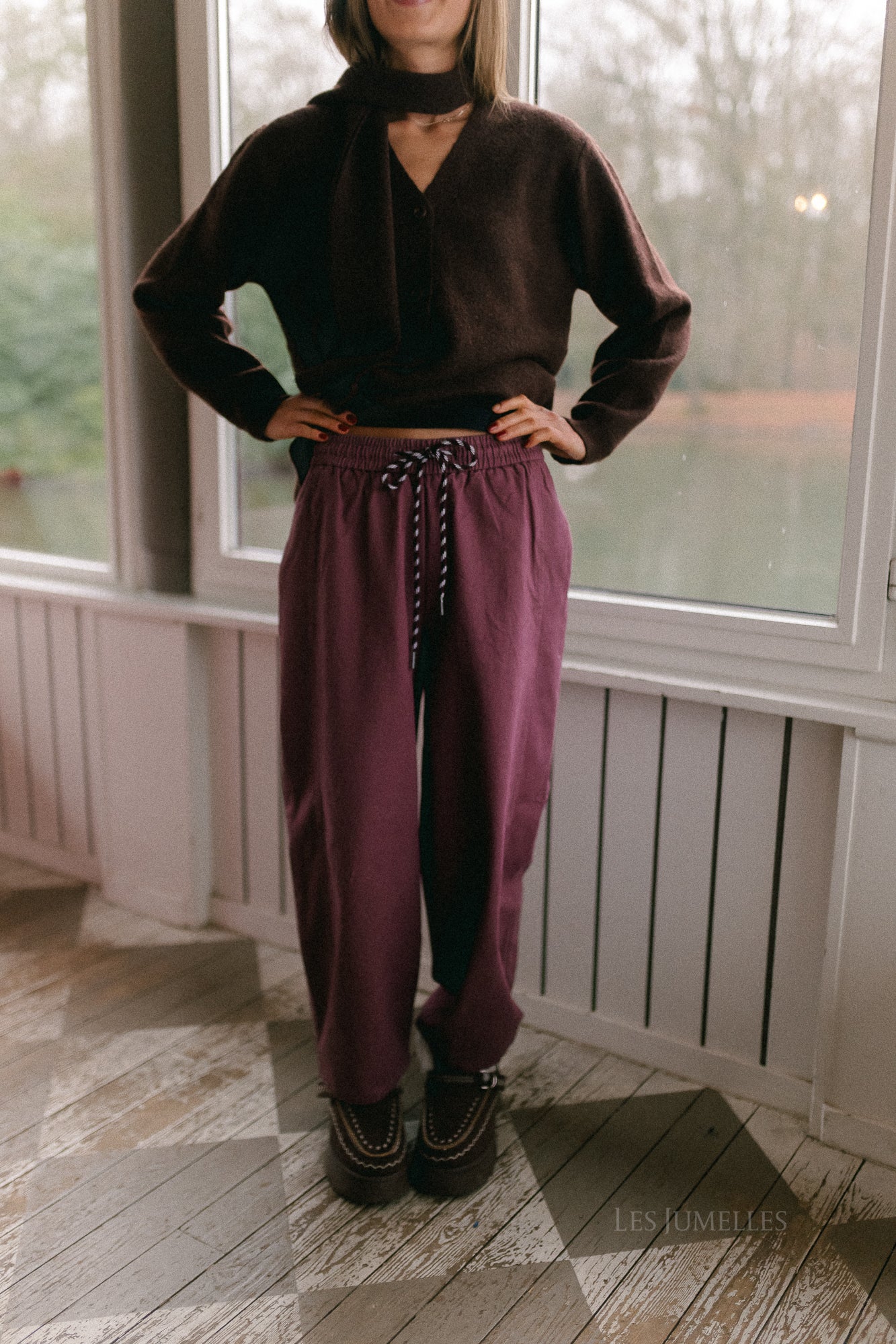 OBJNatalie MW pantalon ample rose marron