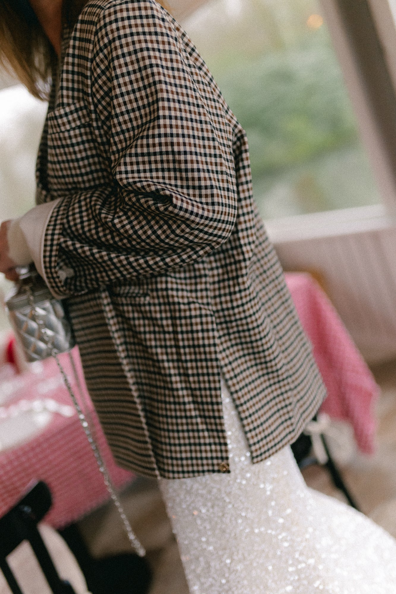 Chloe oversized blazer plaid brown