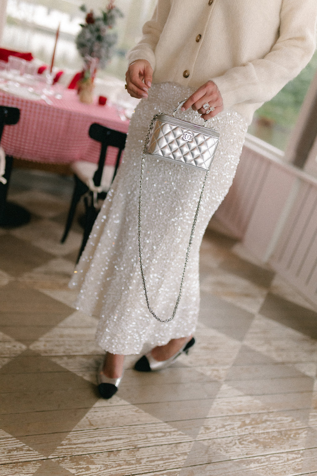 Luca sequin skirt offwhite