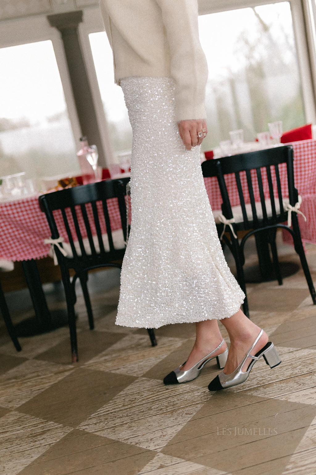 Luca sequin skirt offwhite