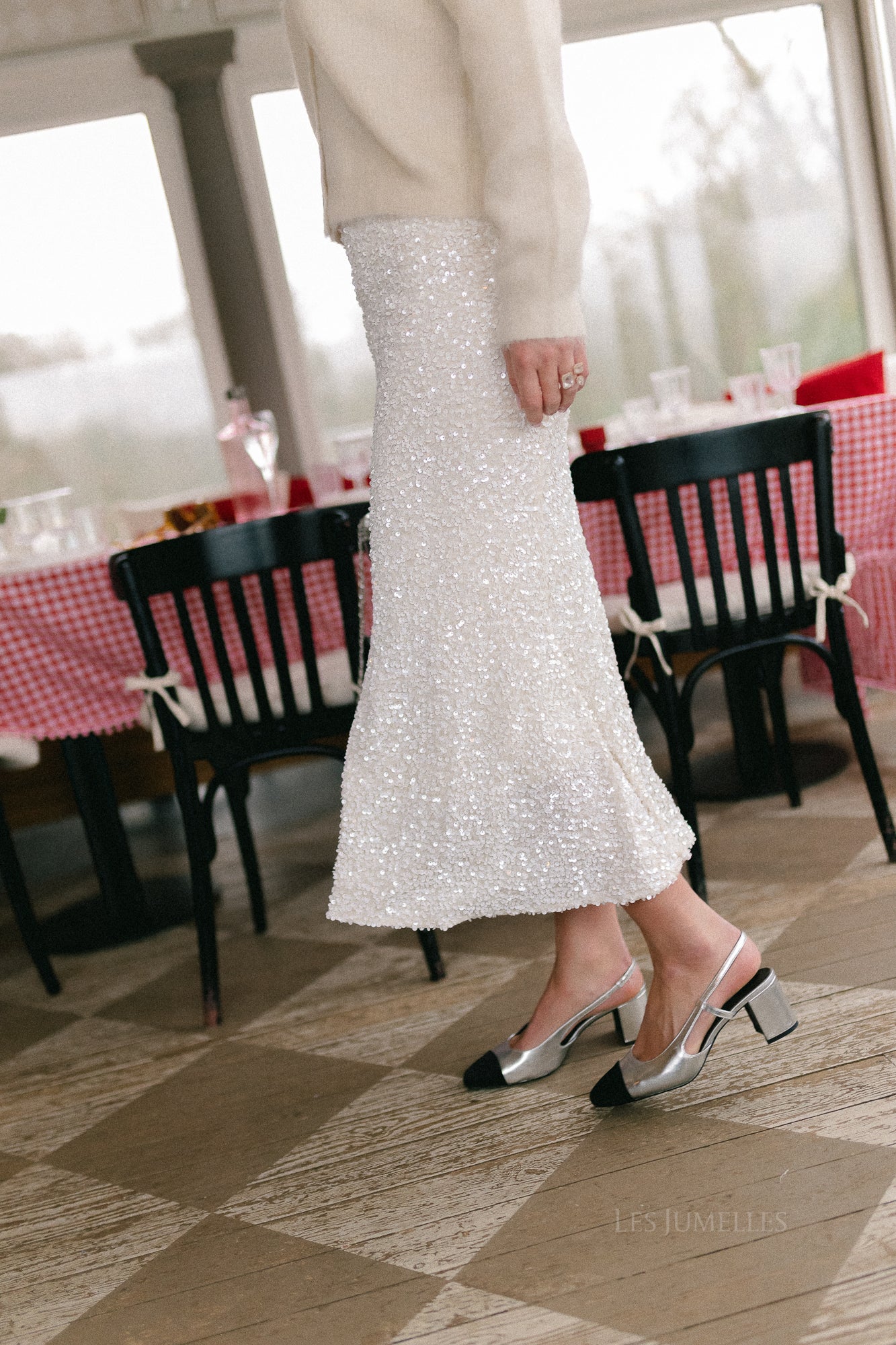 Luca sequin skirt offwhite