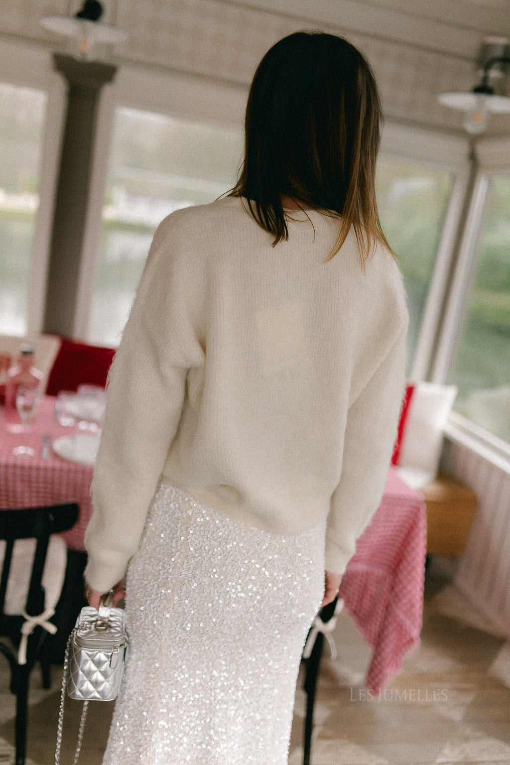 ROURose LS V-neck cardigan birch