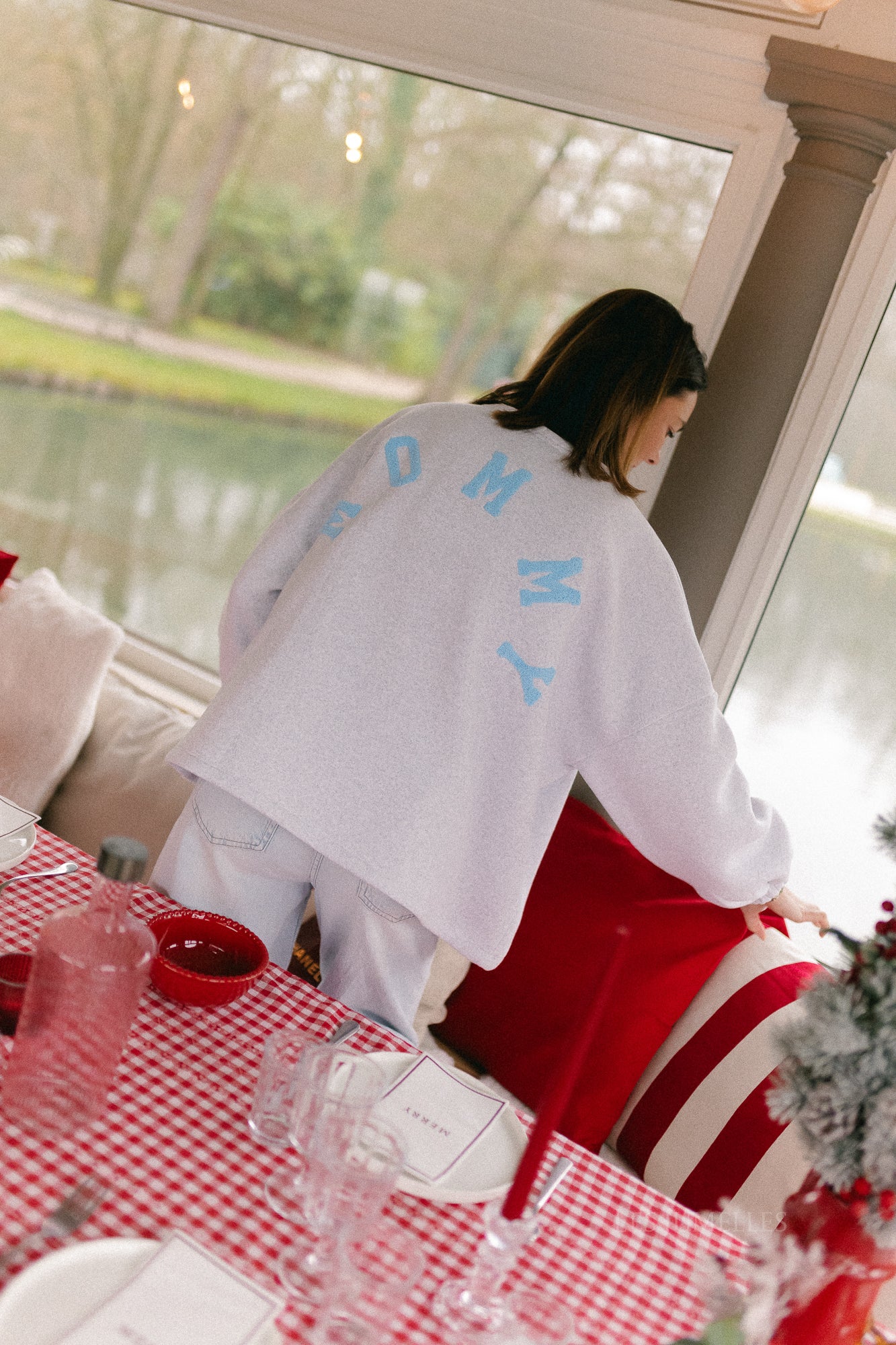 ORIGINAL Mommy sweater baby blue/light grey