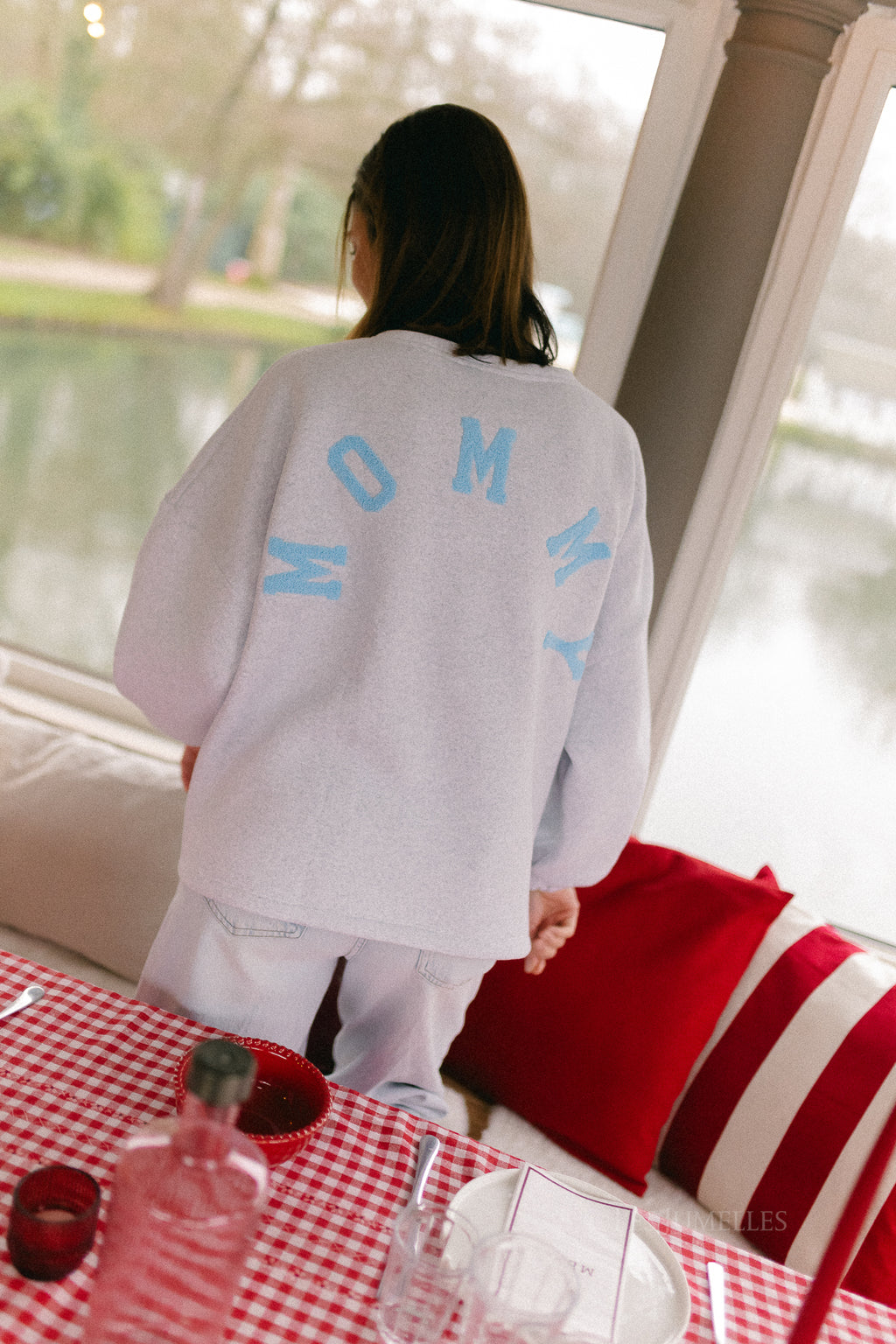 ORIGINAL Mommy sweater baby blue/light grey