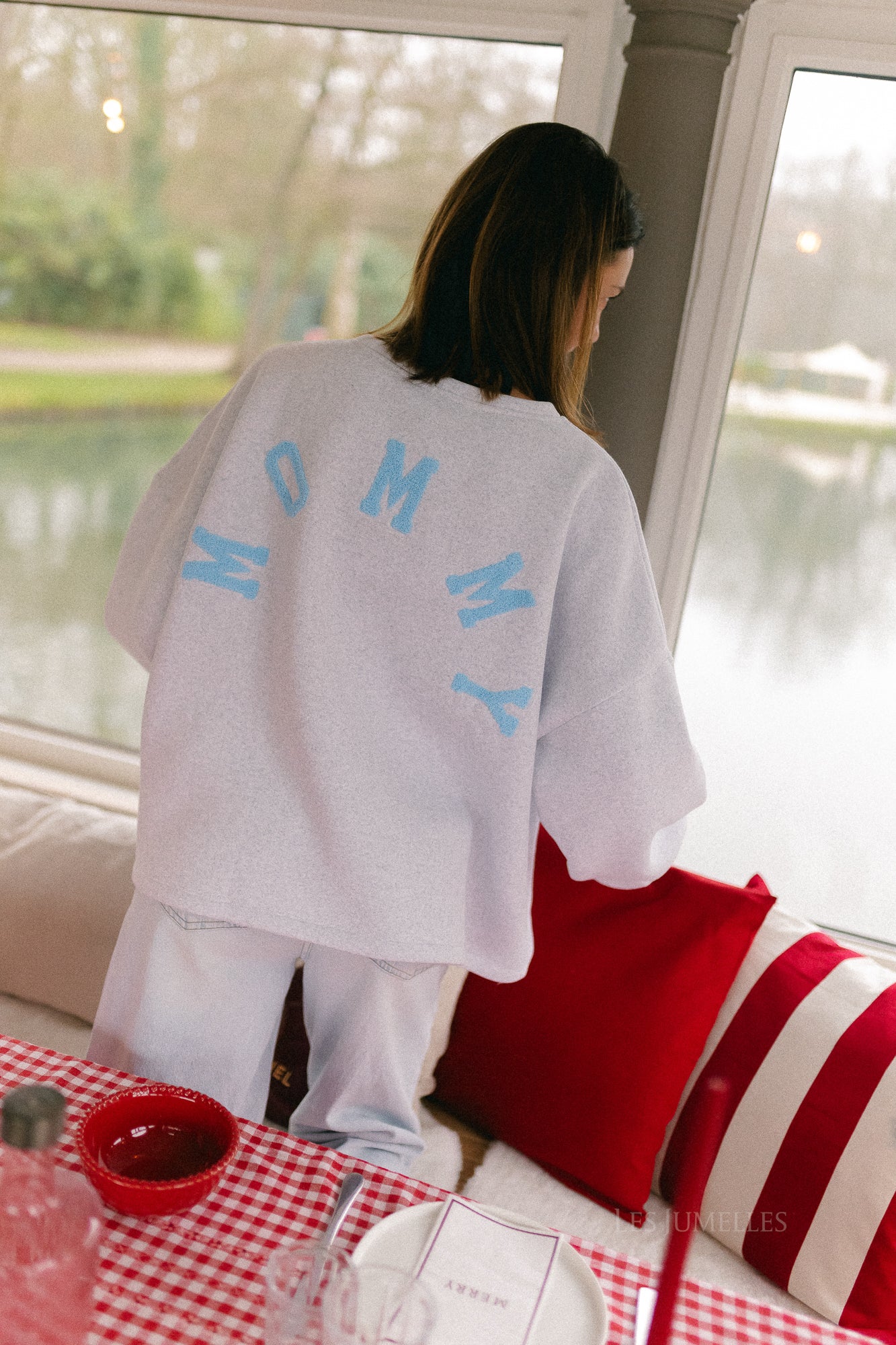 ORIGINAL Mommy sweater baby blue/light grey