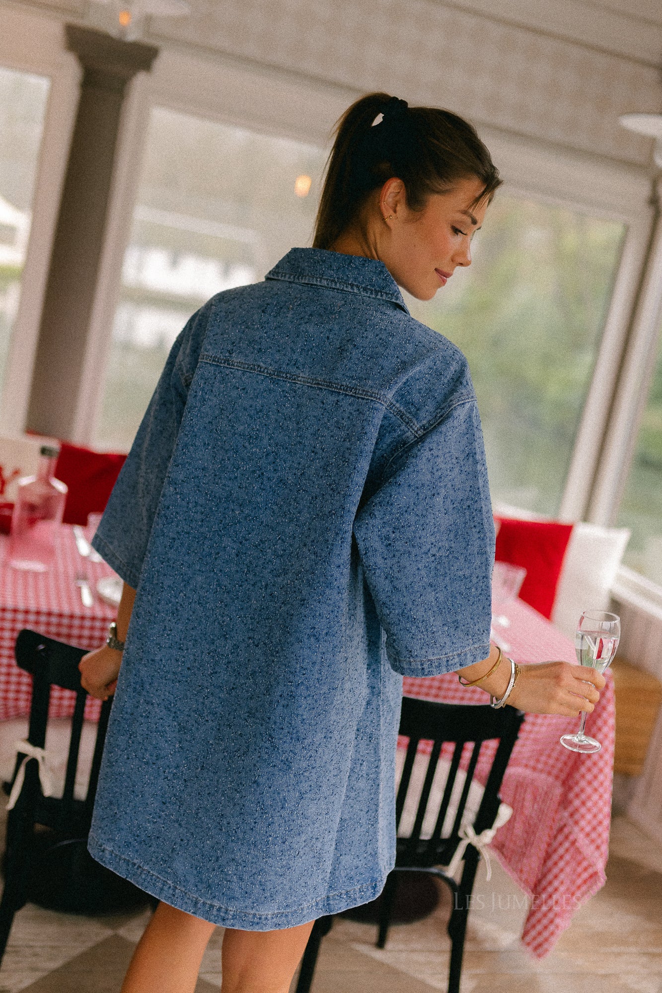 Robe OBJFrida manches 3/4 en denim bleu clair