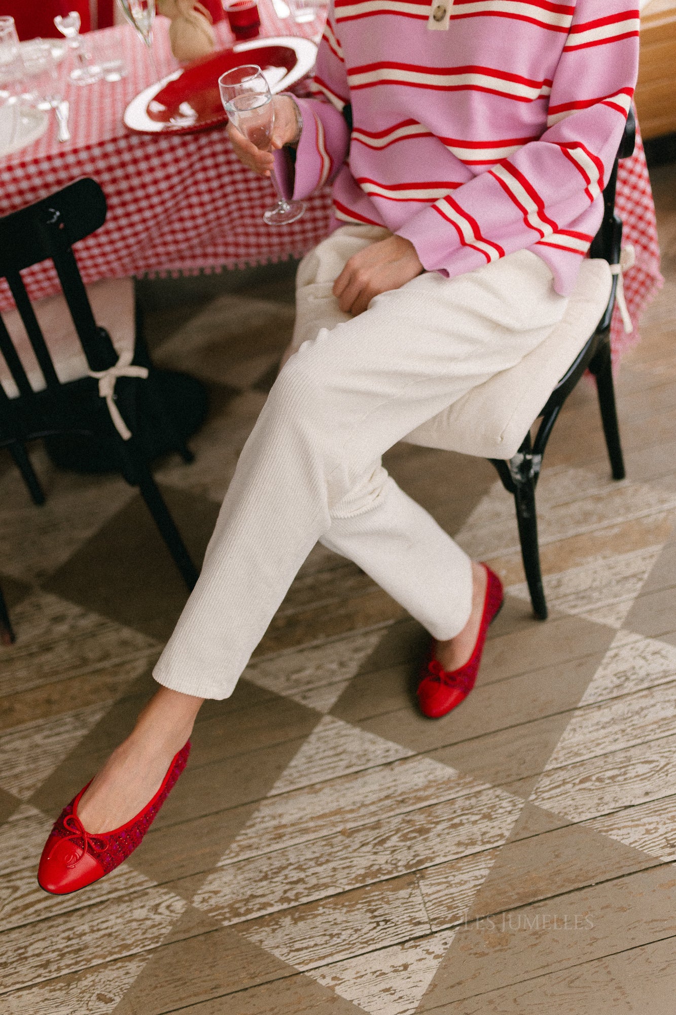 Rachel rib velvet pants ecru