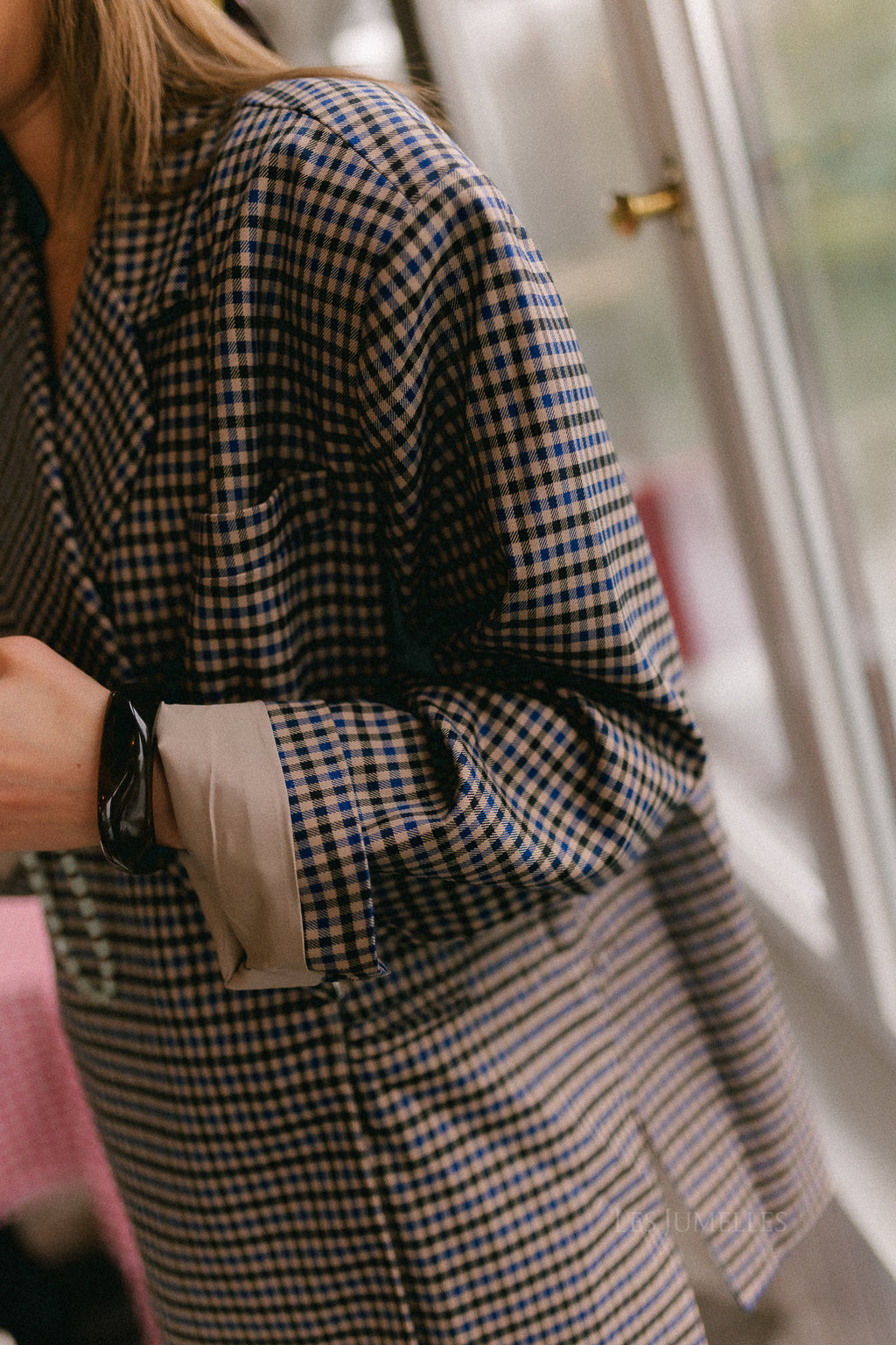 Chloe oversized blazer plaid blue