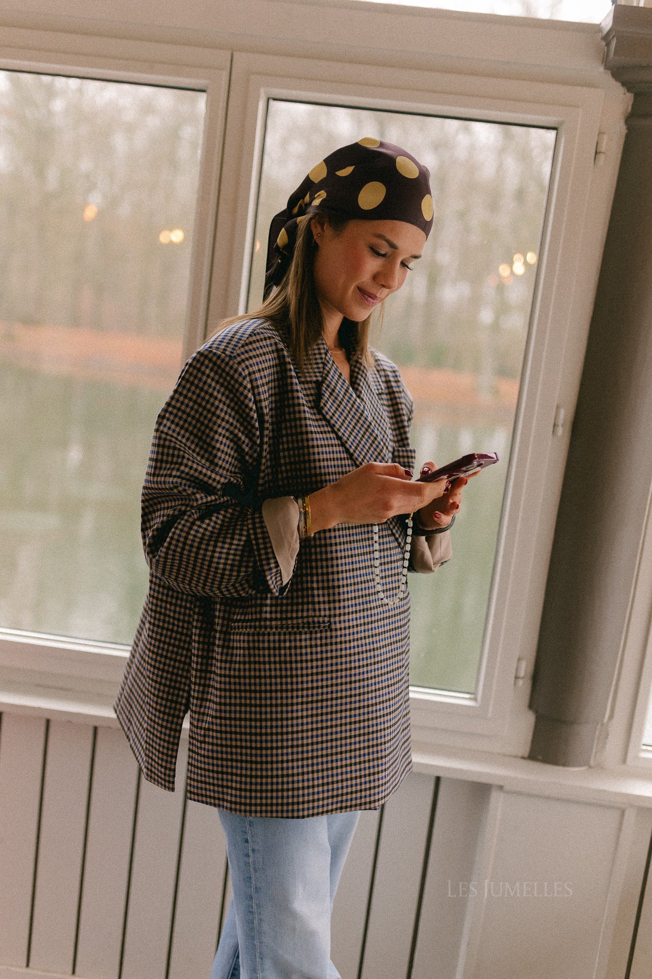 Chloe oversized blazer plaid blue