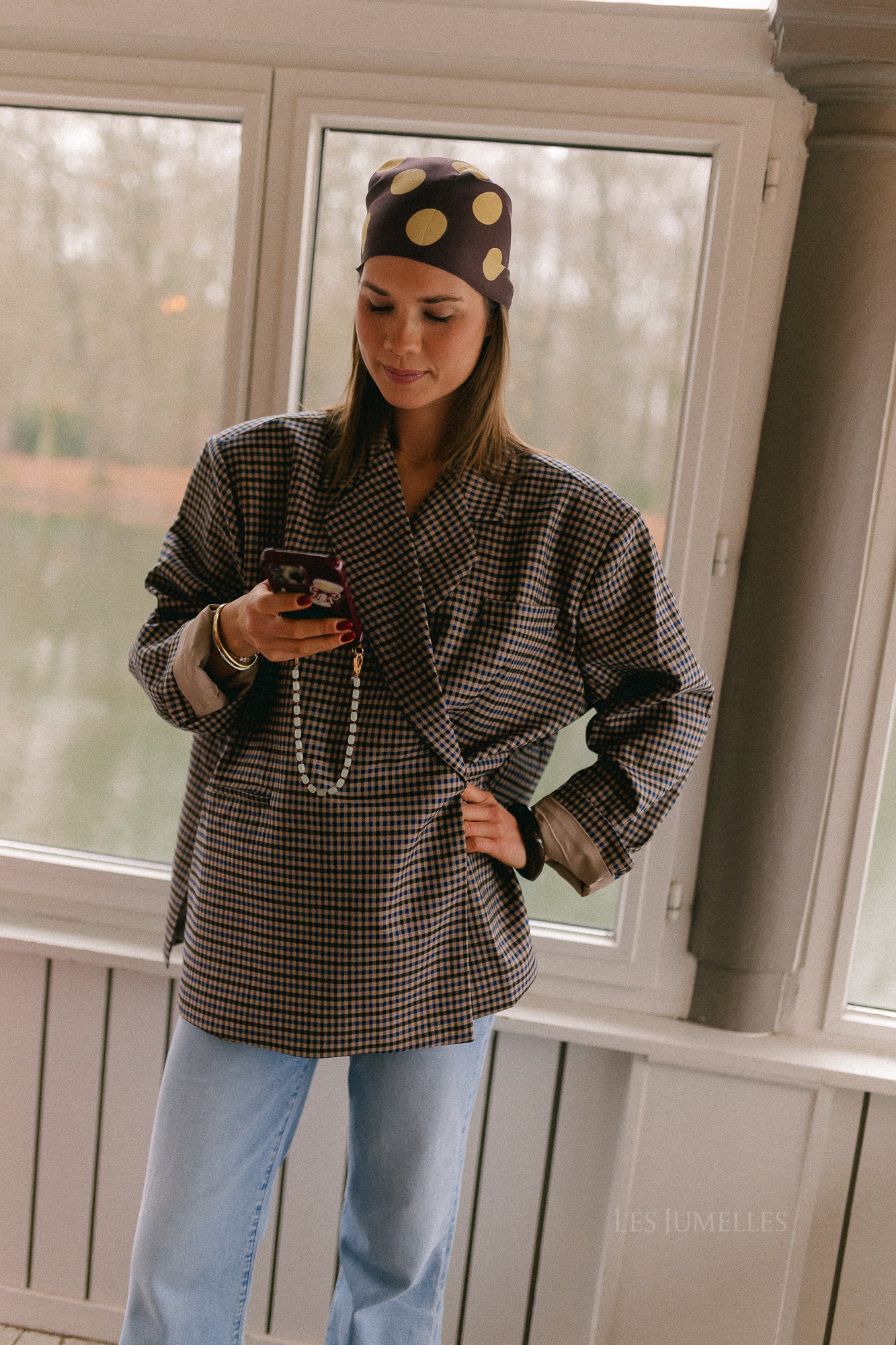 Chloe oversized blazer plaid blue