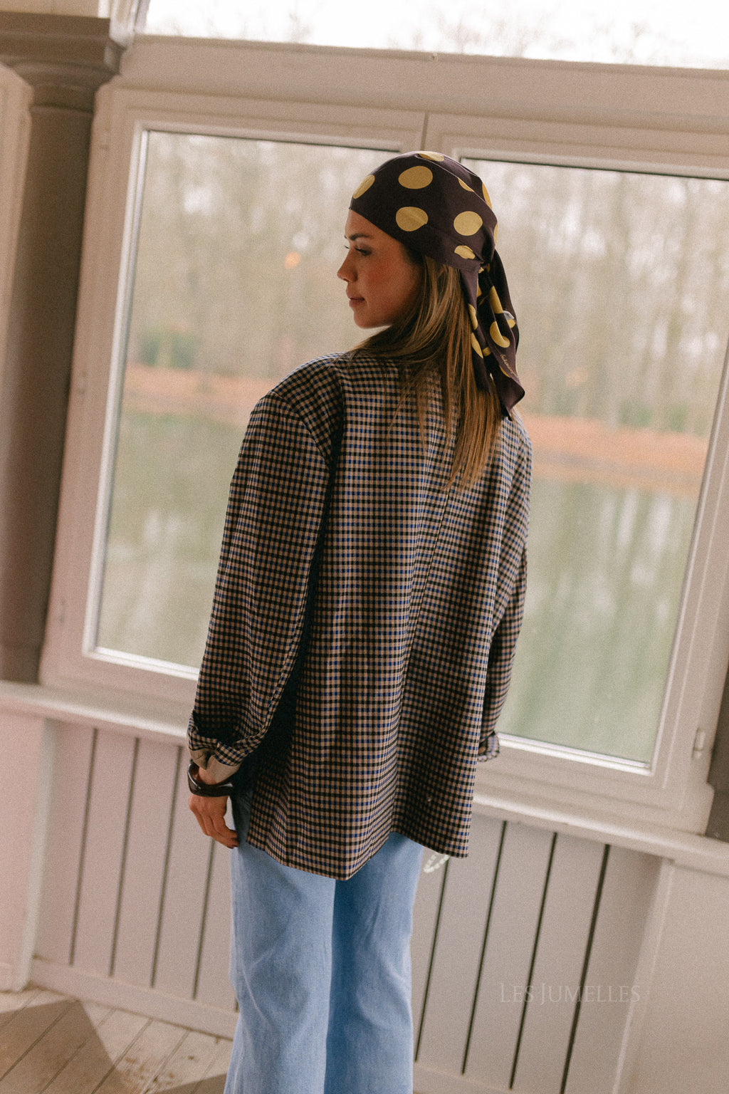 Chloe oversized blazer plaid blue