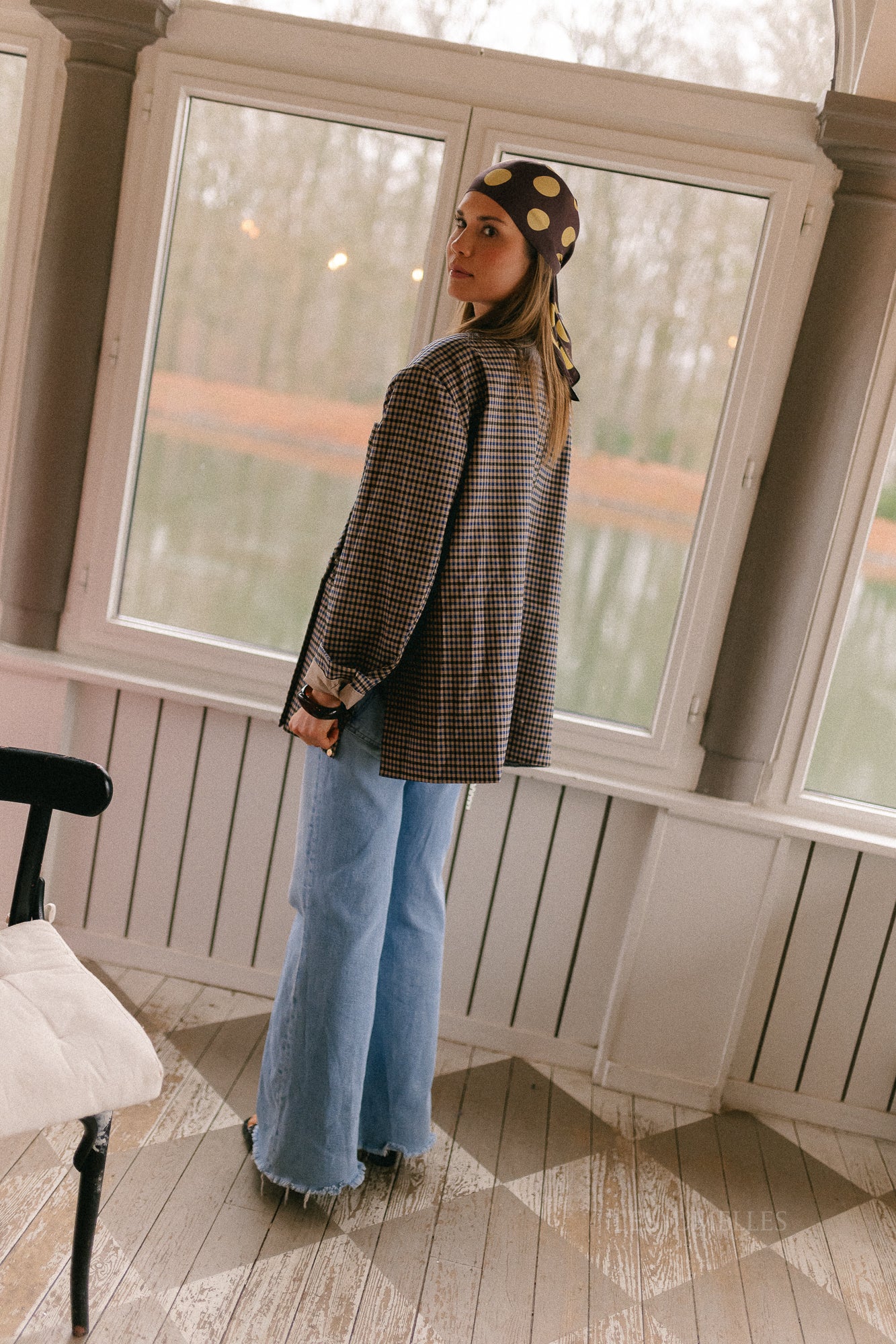 Chloe oversized blazer plaid blue