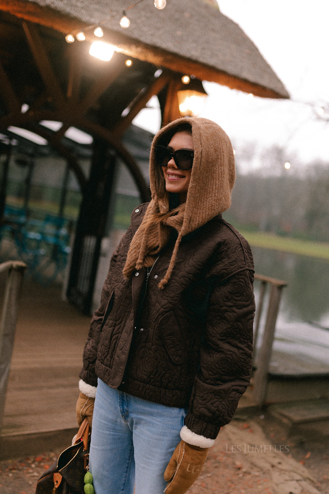 YASFipura LS quilted jacket chocolate brown