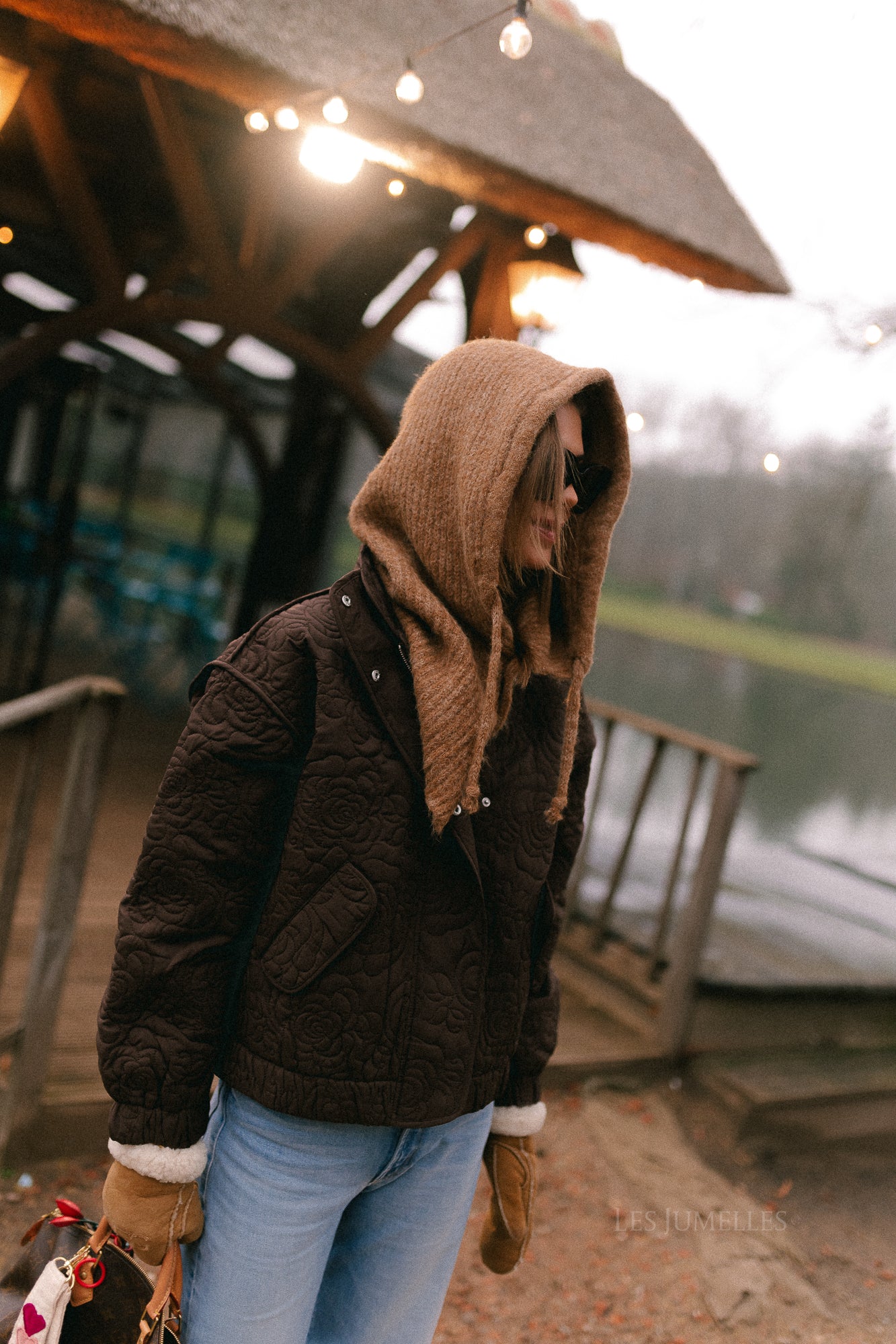 YASFipura LS quilted jacket chocolate brown