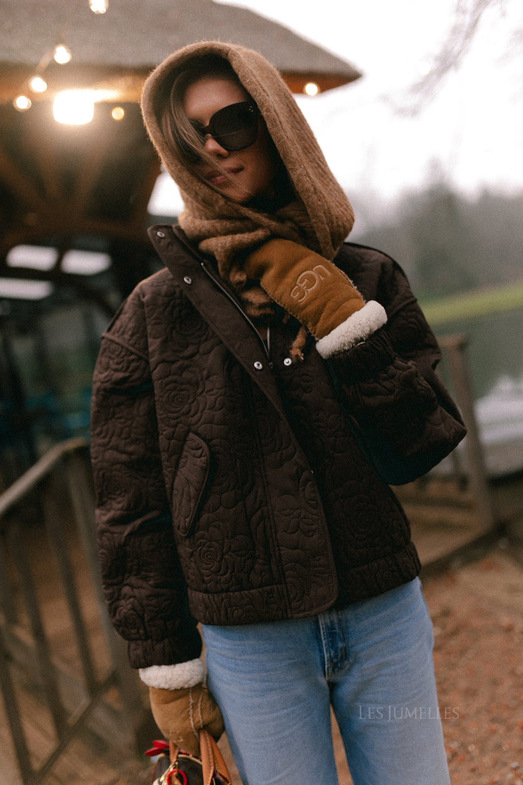 YASFipura LS quilted jacket chocolate brown