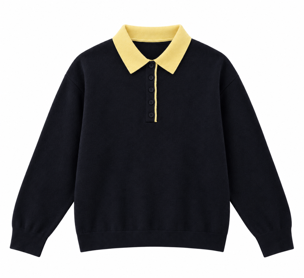 Elise polo neck knit jumper navy/butter yellow