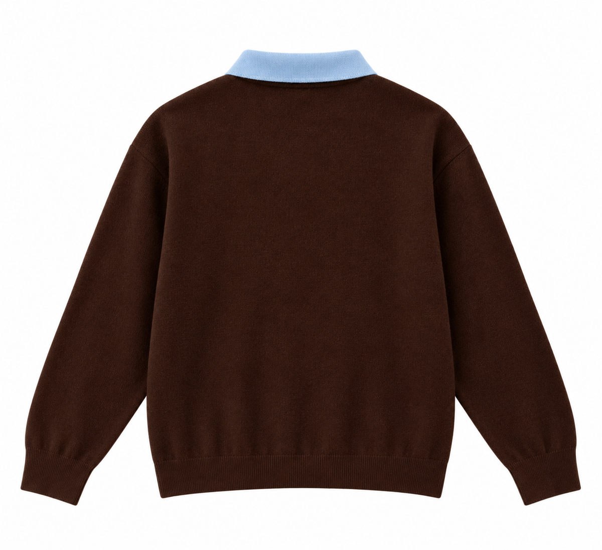 Elise polo neck knit jumper hot chocolate/light blue