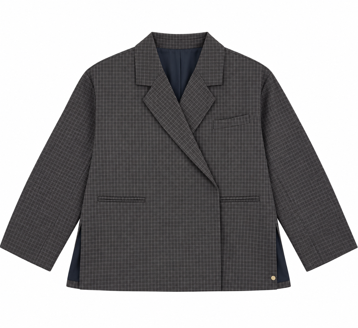 Chloe oversized checked blazer blue/taupe gray