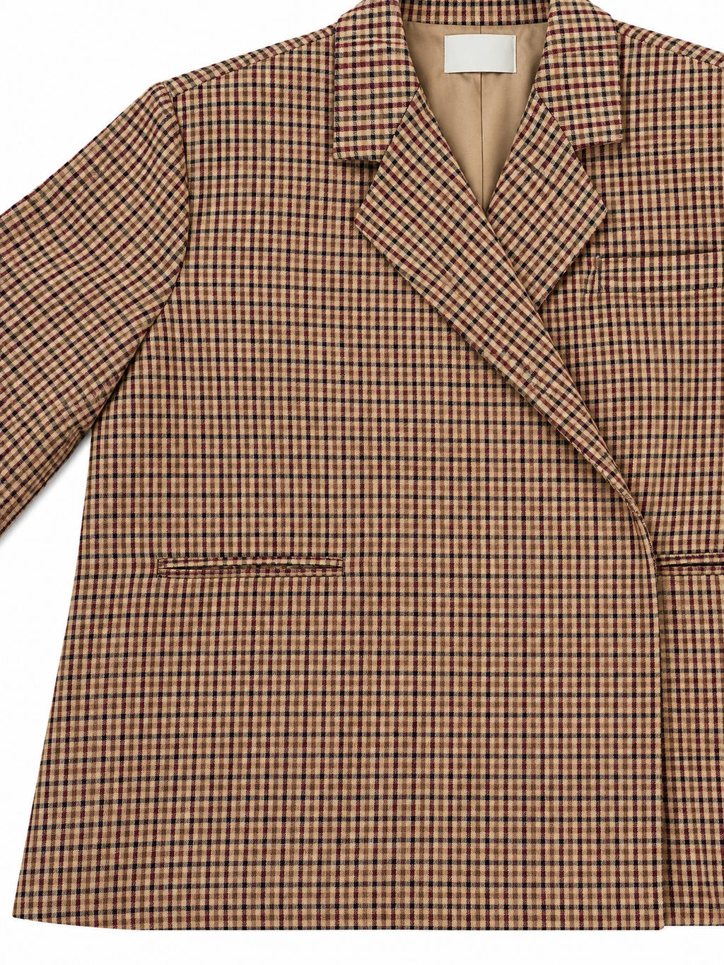 Chloe oversized heritage check blazer burgundy/beige