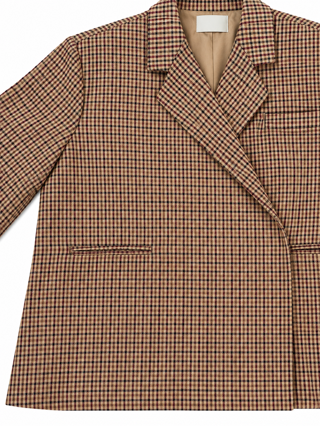 Chloe oversized heritage check blazer burgundy/beige
