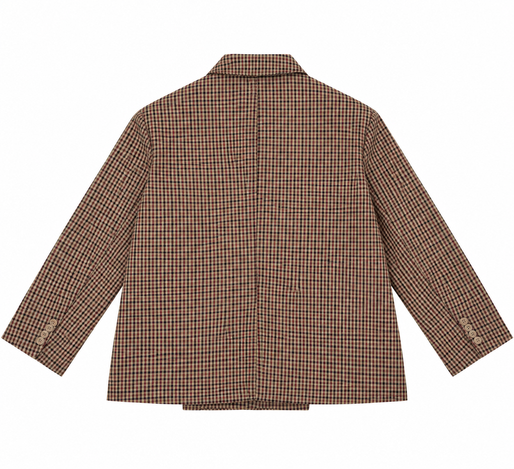 Chloe oversized heritage check blazer burgundy/beige