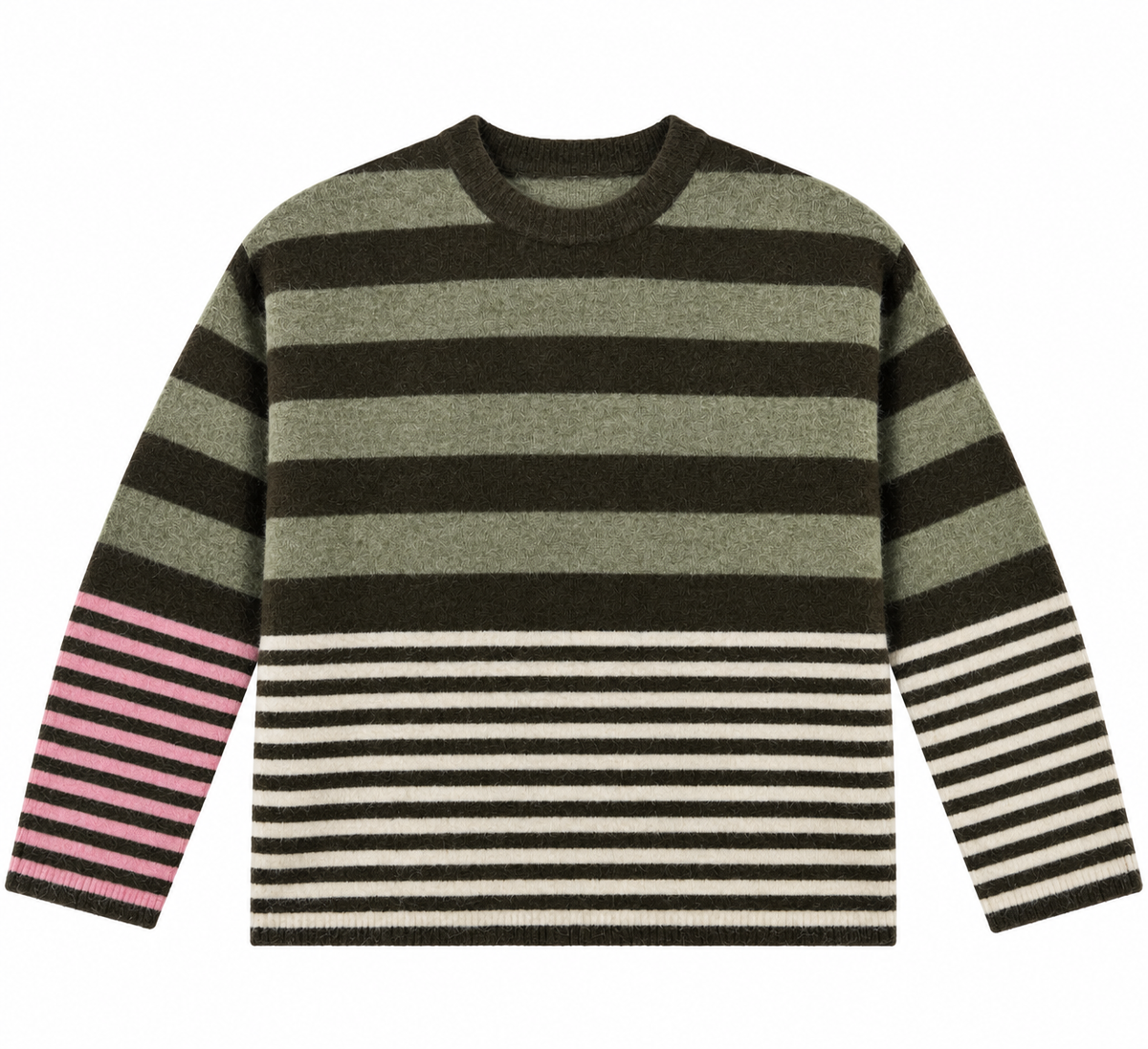 Juliette striped jumper with scarf khaki/olive