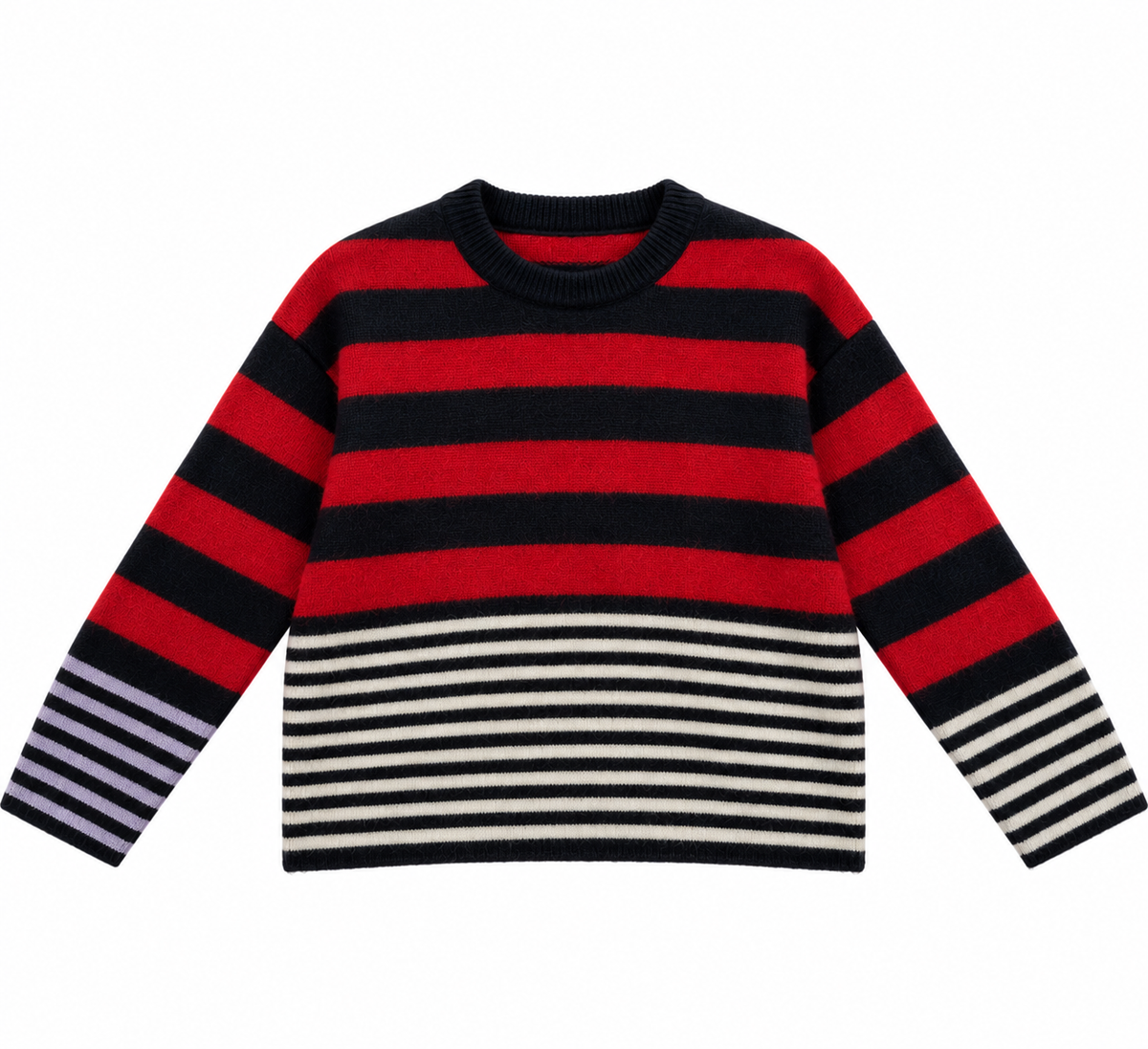 Juliette striped jumper with scarf navy/red