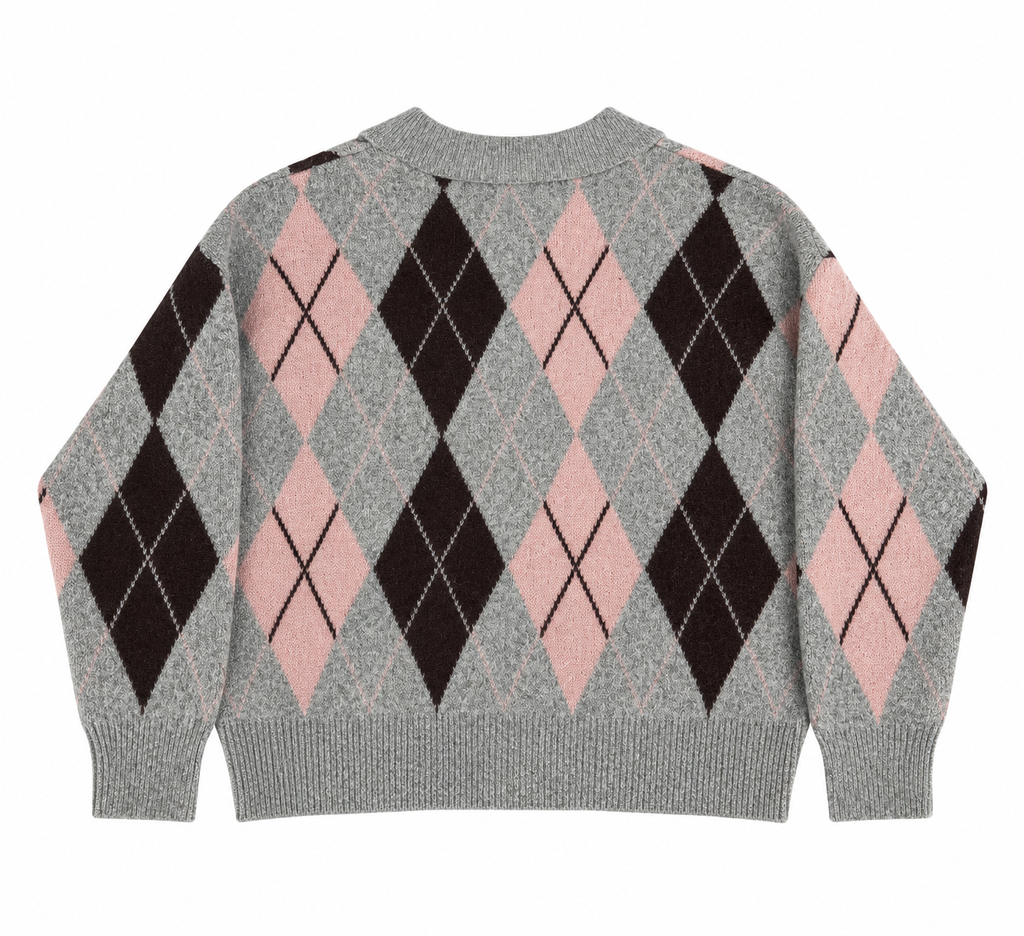 Enola checked jumper grey/burgundy/pink