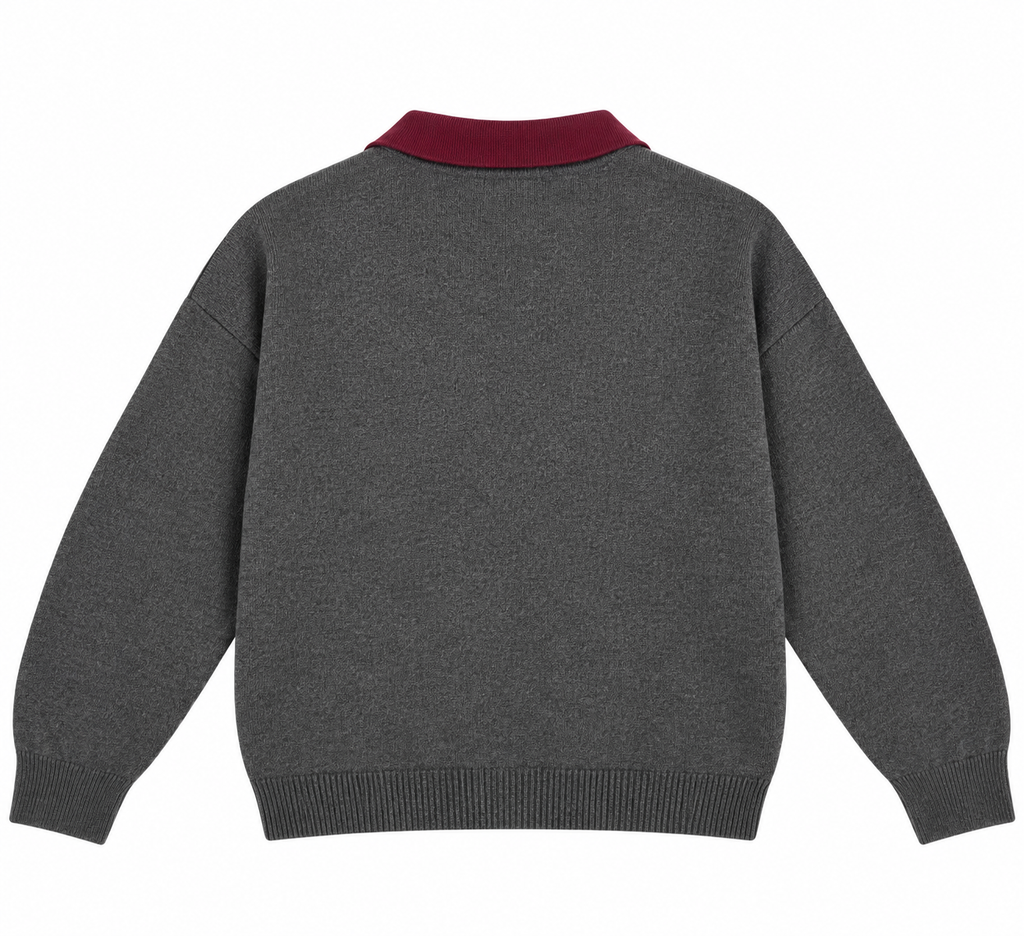 Elise polo neck knit jumper dark grey/burgundy