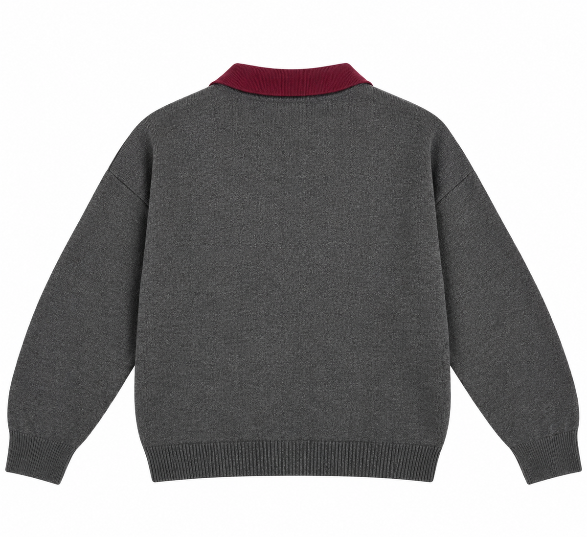 Elise polo neck knit jumper dark grey/burgundy