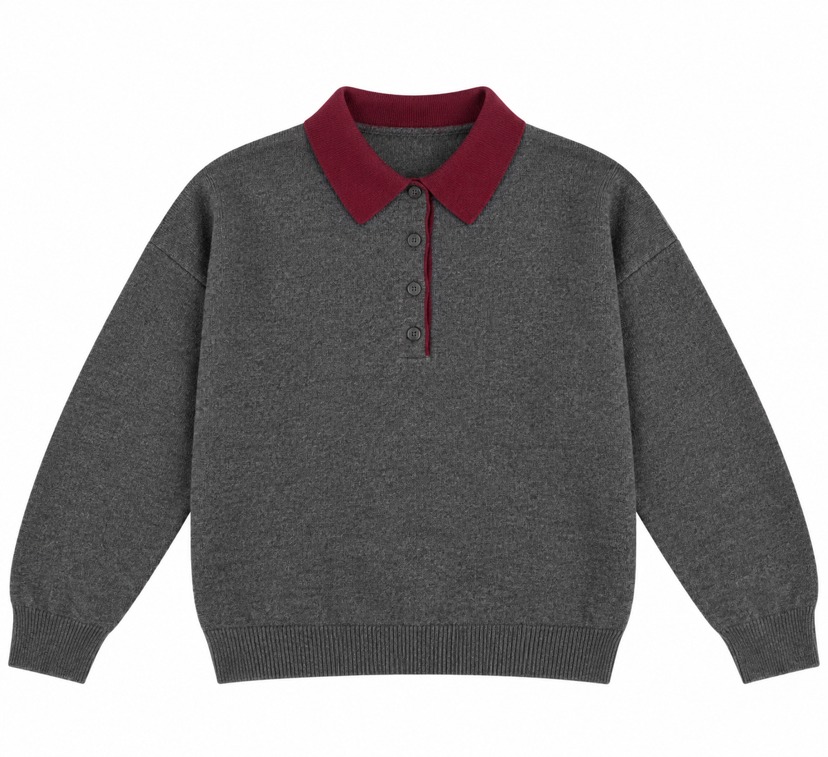Elise polo neck knit jumper dark grey/burgundy