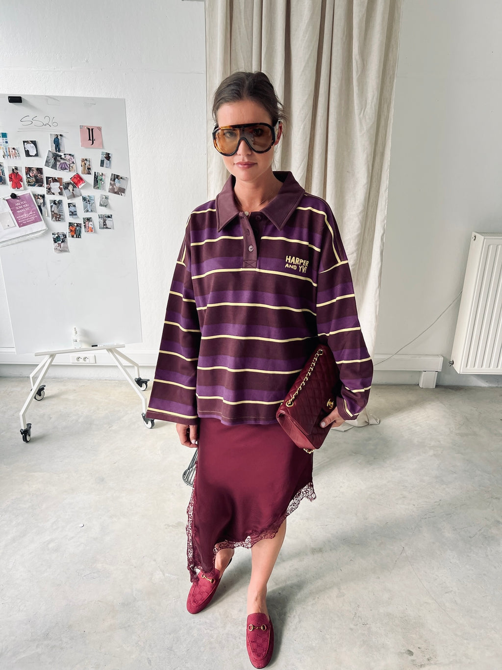 Pollie jumper multi stripe purple