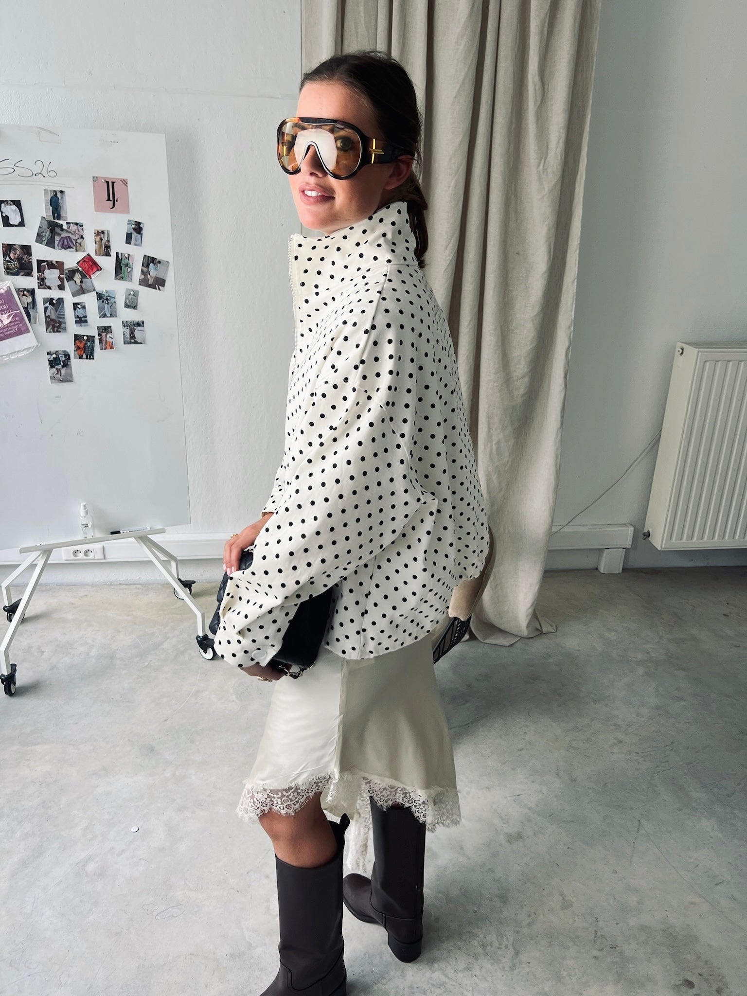 Polka dot jacket ecru/black