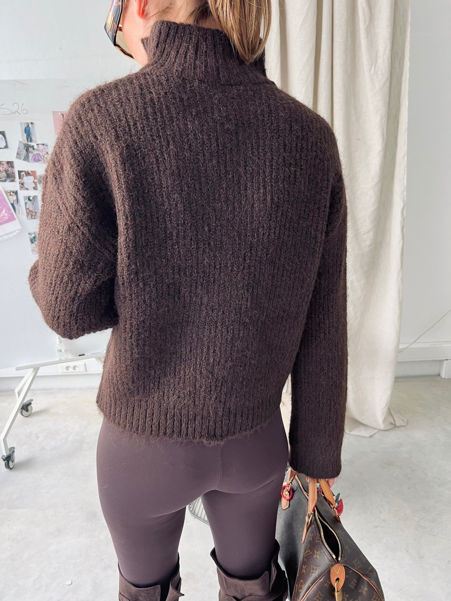 VIGleeba high neck L/S rib knit top coffee bean