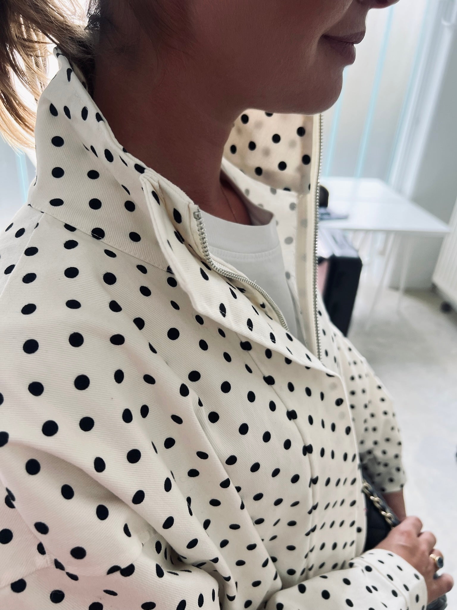 Polka dot jacket ecru/black