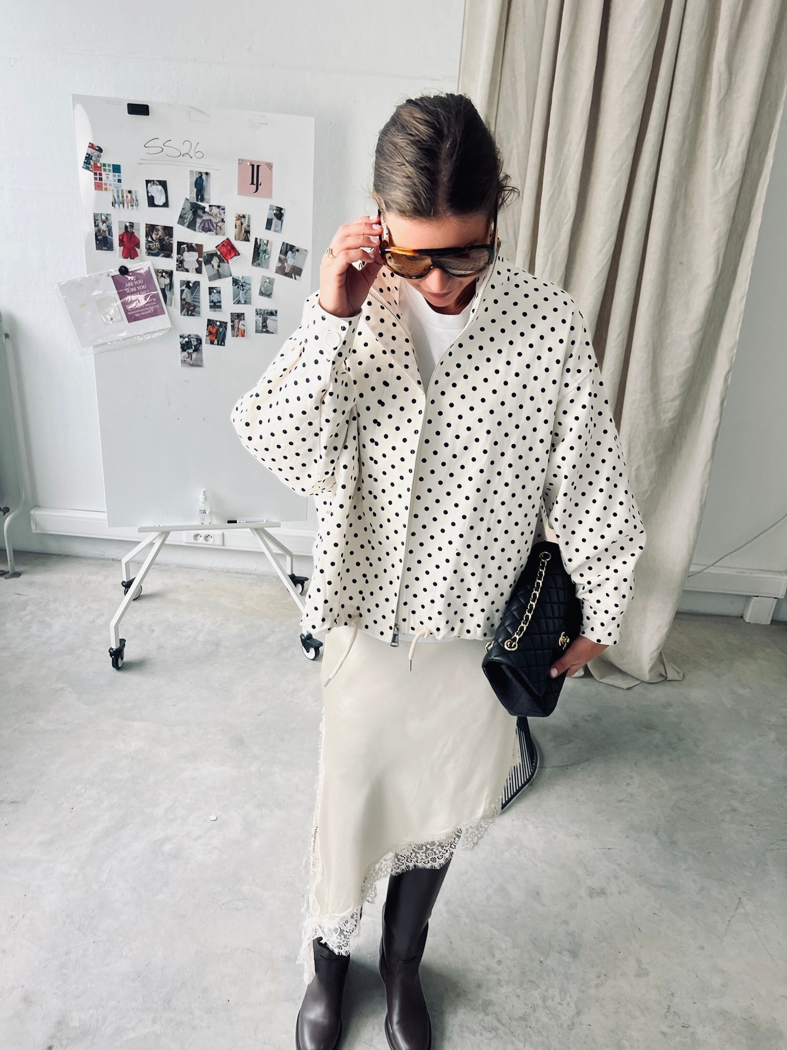 Polka dot jacket ecru/black